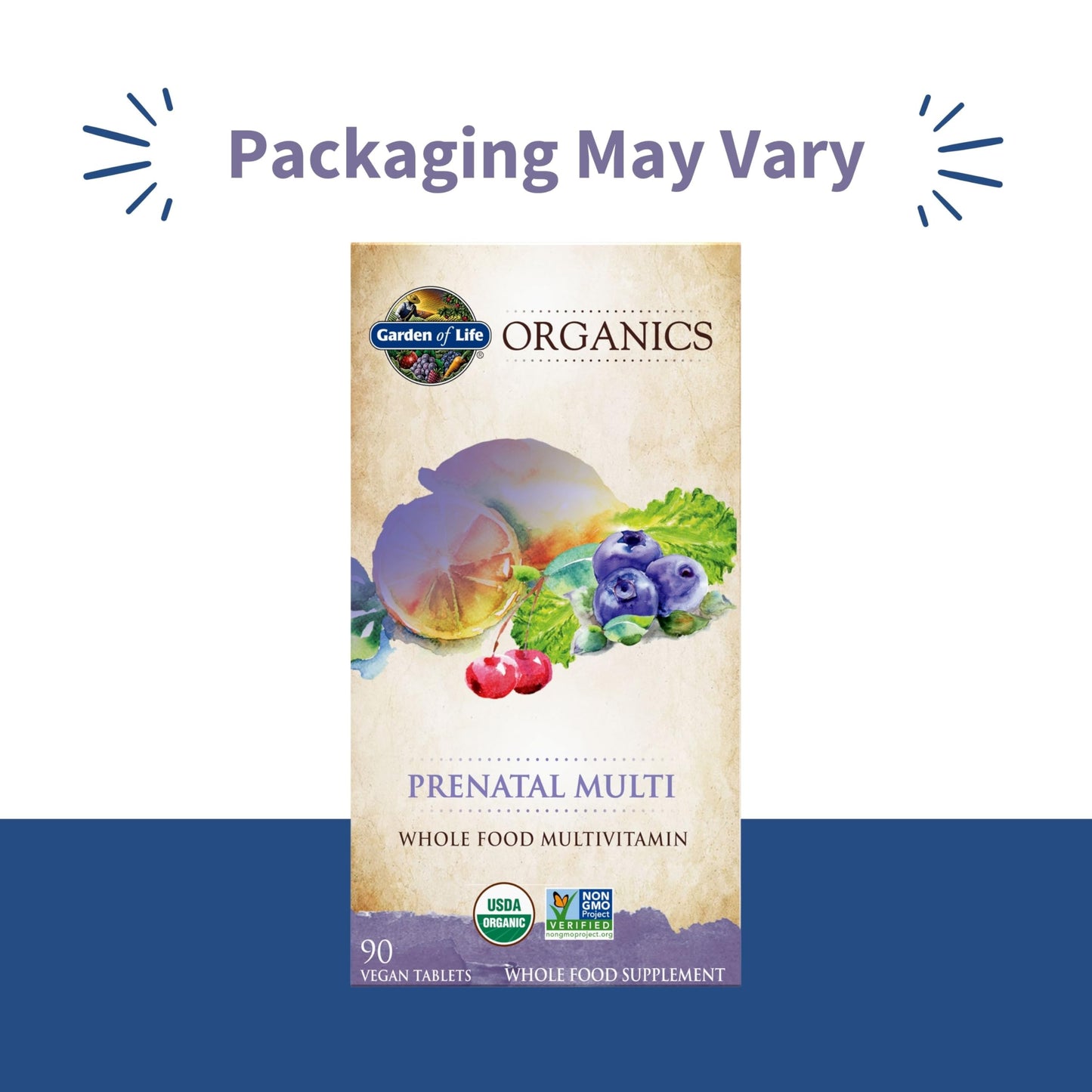 Garden of Life Organics Prenatal Multivitamin with Folate, B6, B12, D3 & Iron, 90 Tablets