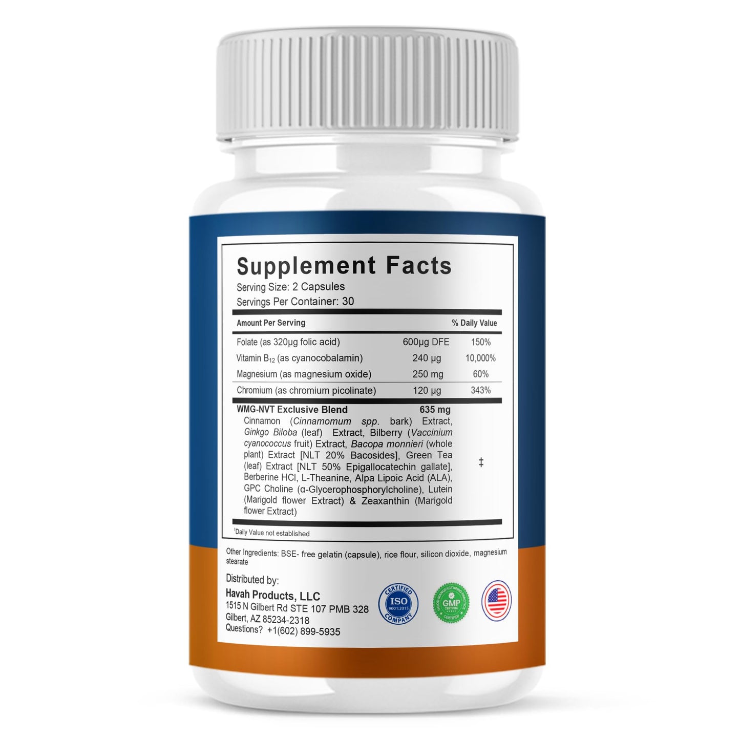 BLUE VIBE Neuro Salt Advanced Premium Health and Wellness Nootropic Capsules 180 Capsules