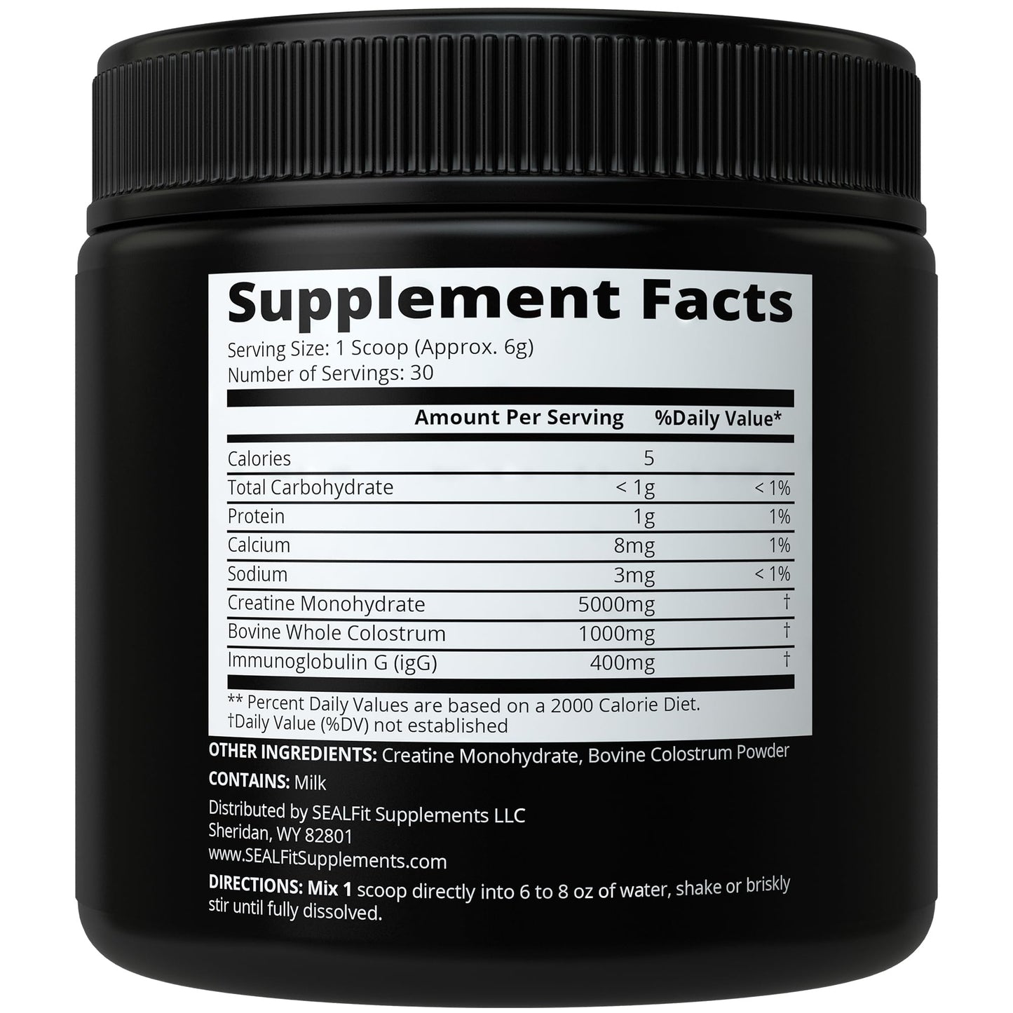 SEALFIT Supplements Creatine and Colostrum Powder 6.35 oz, 30 Servings