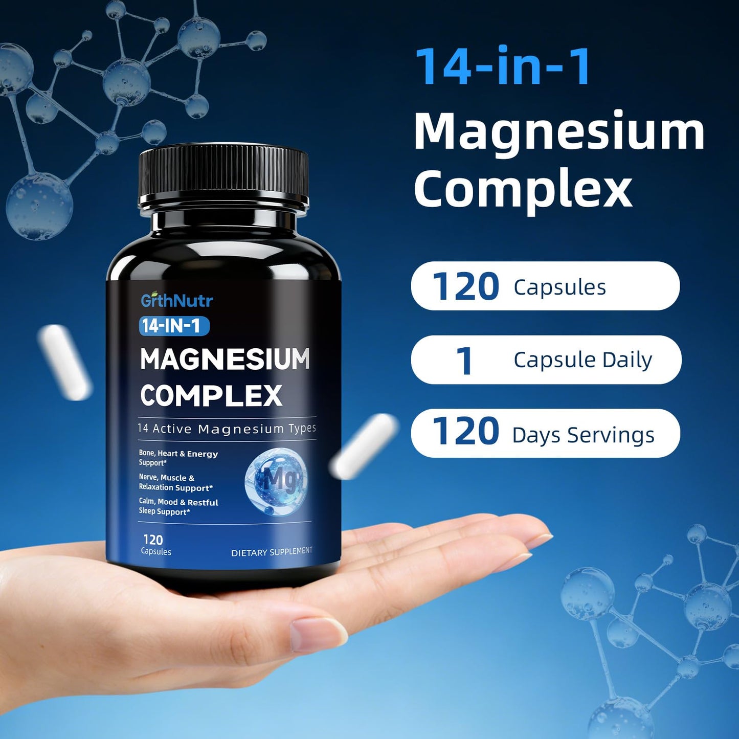GrthNutr 14-in-1 Magnesium Complex Capsules 120 Count