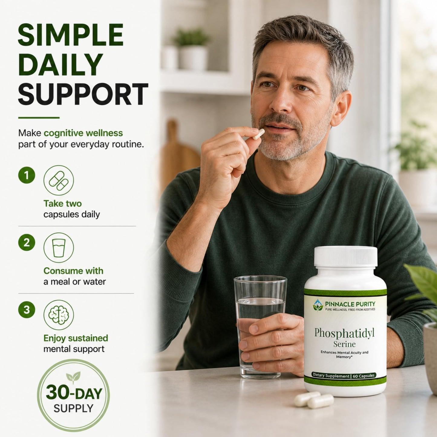 Pinnacle Purity Phosphatidylserine 70mg Veggie Capsule, 60 Count