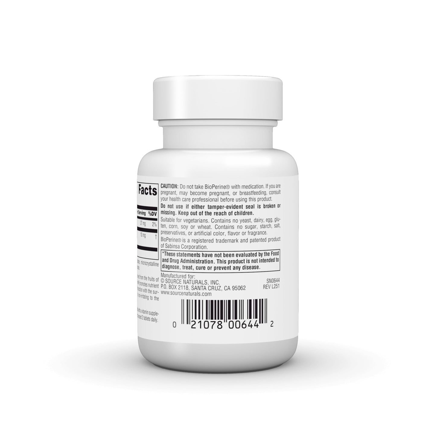 Source Naturals BioPerine 10 mg Tablet, 120 Tablets