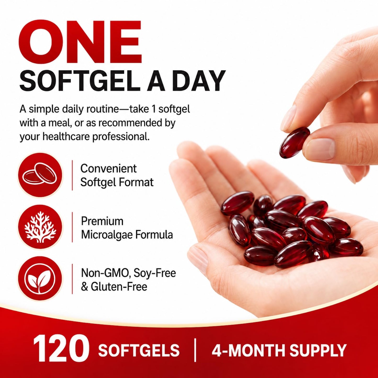 isLandear Astaxanthin 12mg Supplements for Skin, Eyes & Immune Health Softgel, 120 Softgels