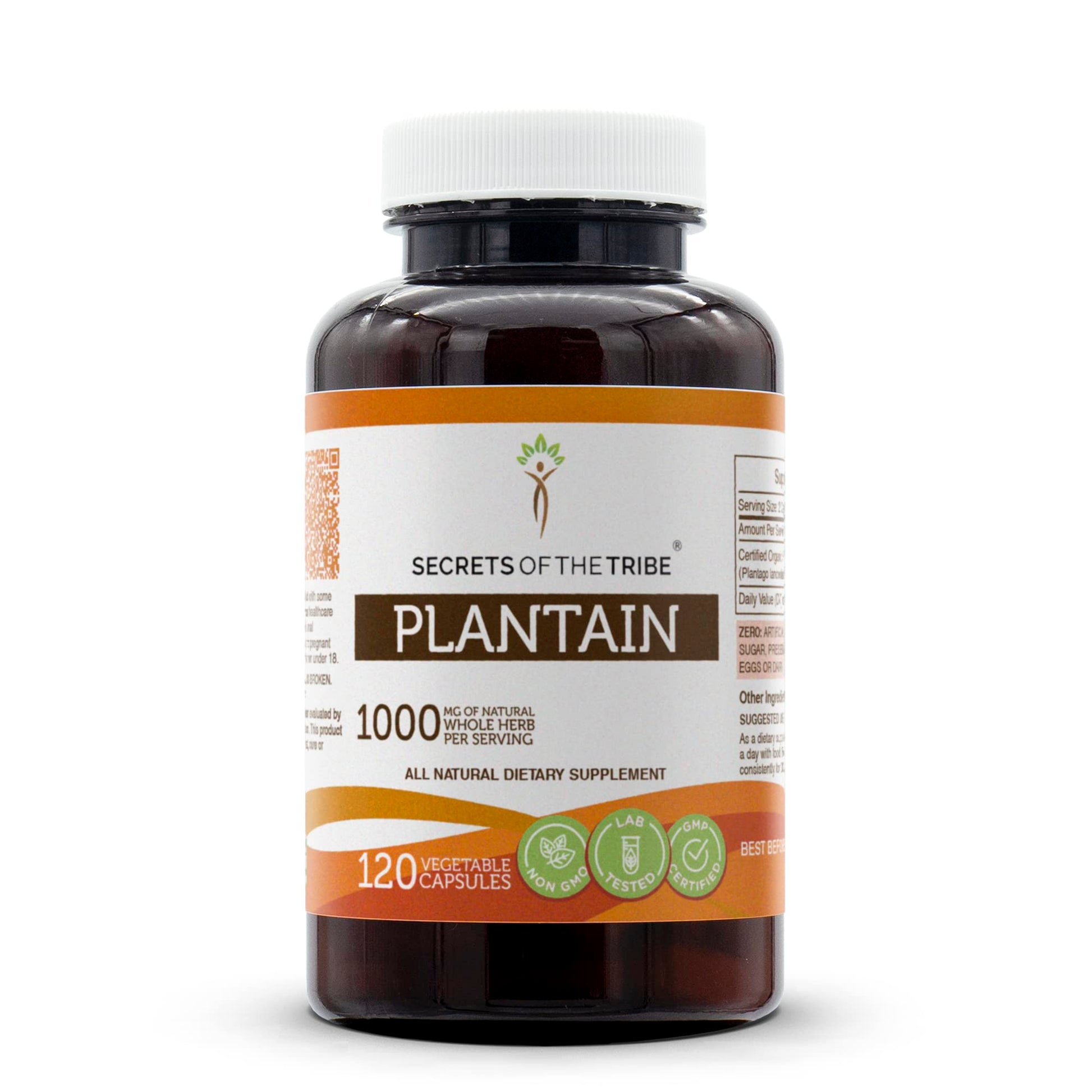 Secrets of the Tribe Plantain (Plantago Major) Dried Leaf Capsules, 120 Capsules