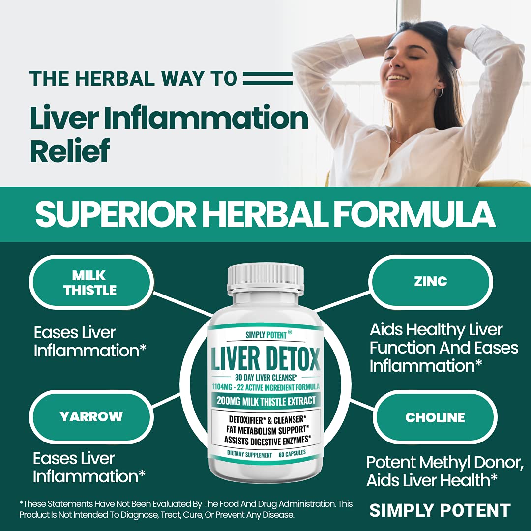 Simply Potent Liver Cleanse Detox & Repair Supplement, Capsules, 60 Count
