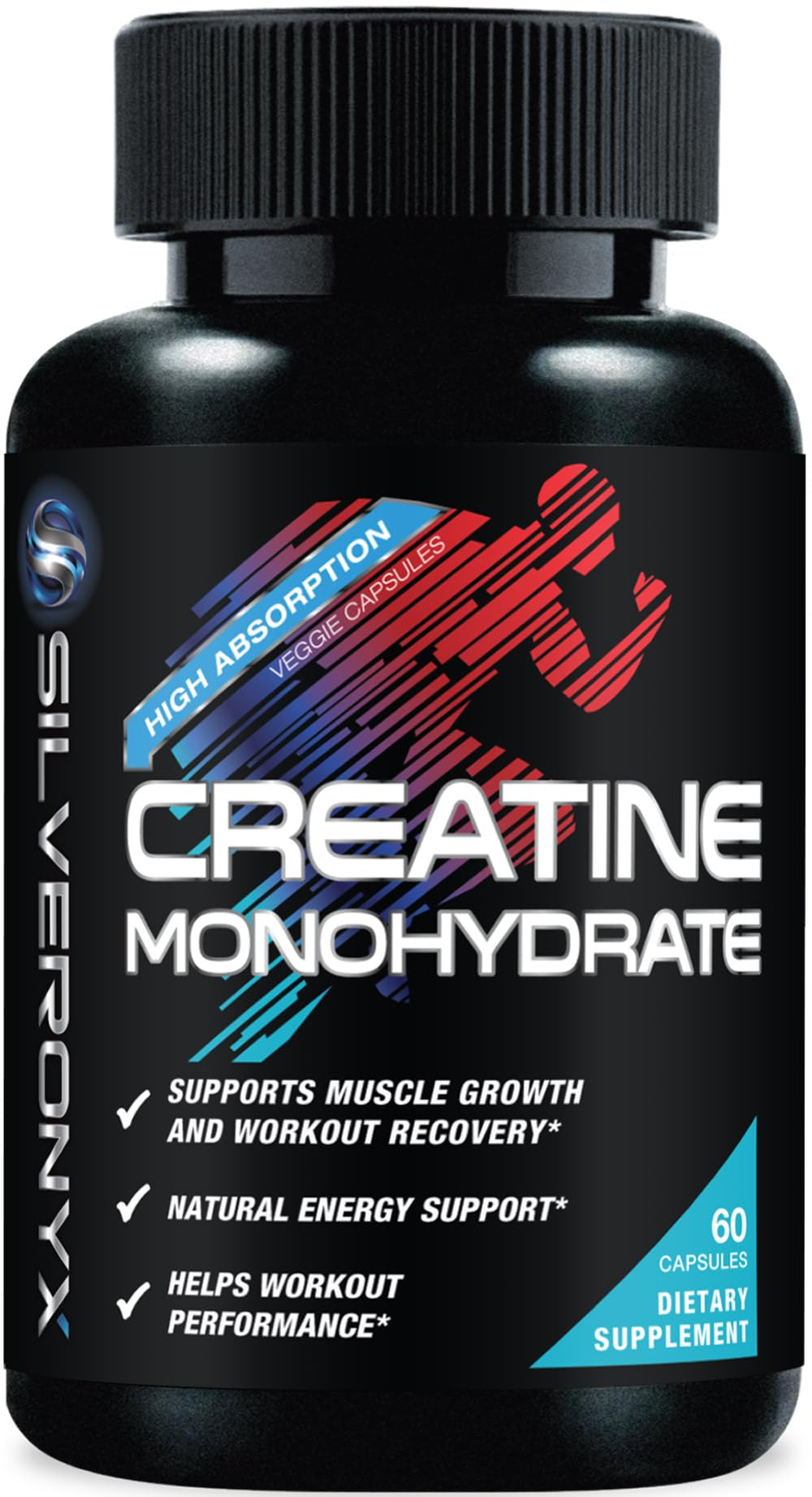 SILVERONYX Creatine Monohydrate 3000mg Capsule, 60 Count