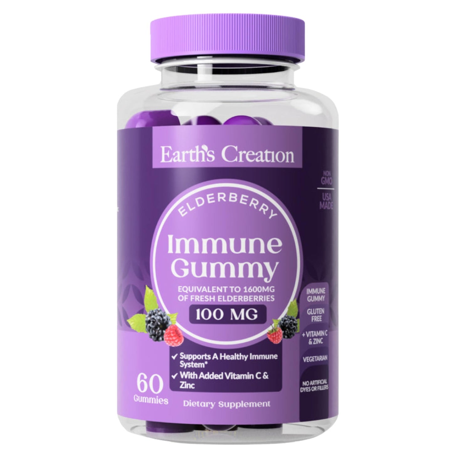 Earth's Creation Elderberry Gummies 60 Count