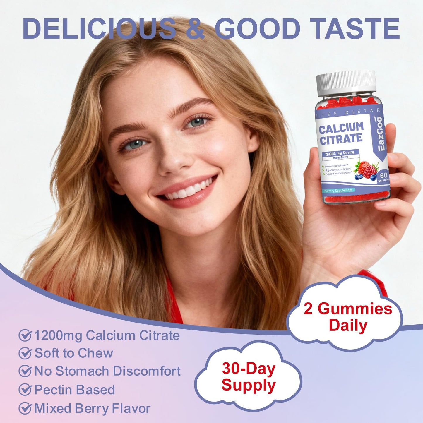 EAZGOO Calcium Citrate Gummies 60 Count