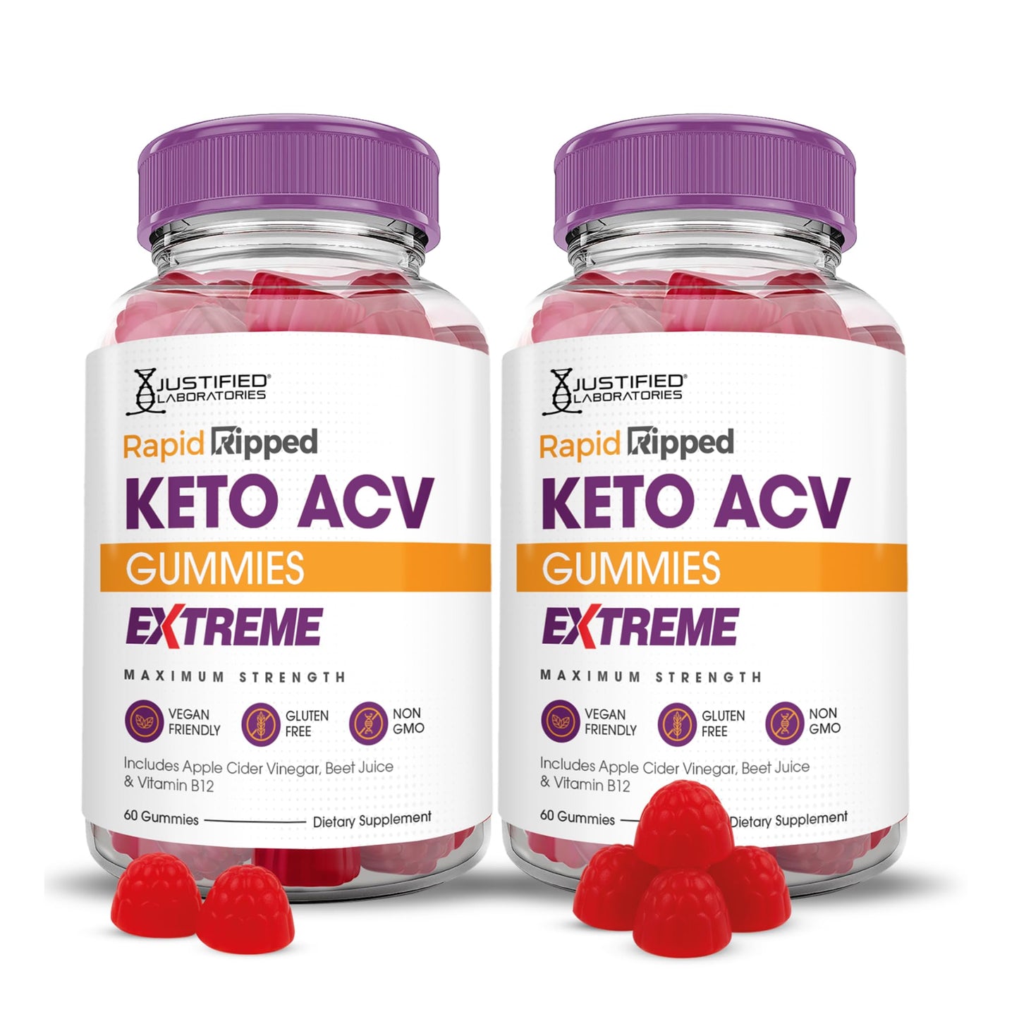 Justified Laboratories Rapid Ripped Keto ACV Gummies Extreme (2000 mg) - 120 Gummies