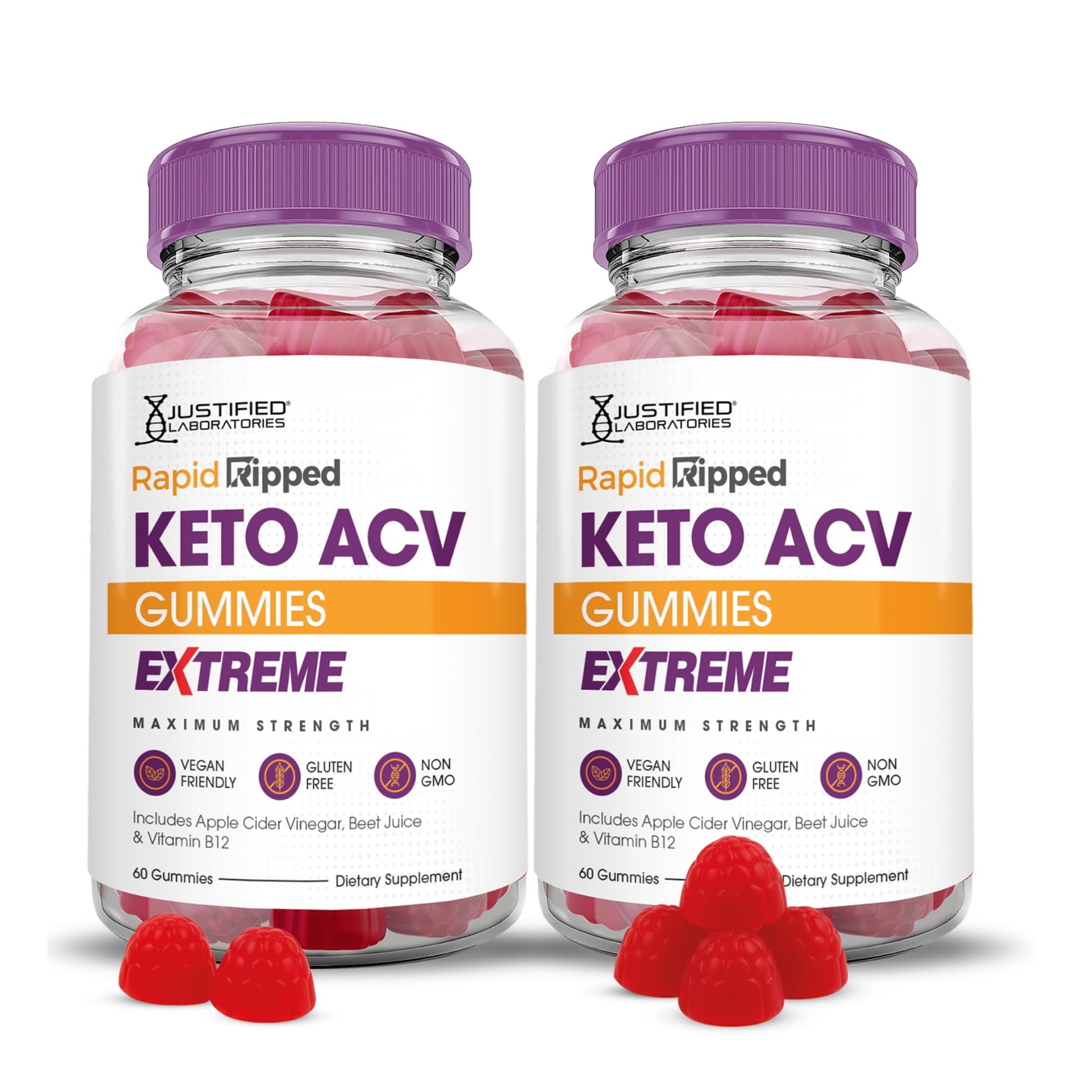 Justified Laboratories Rapid Ripped Keto ACV Gummies Extreme (2000 mg) - 120 Gummies