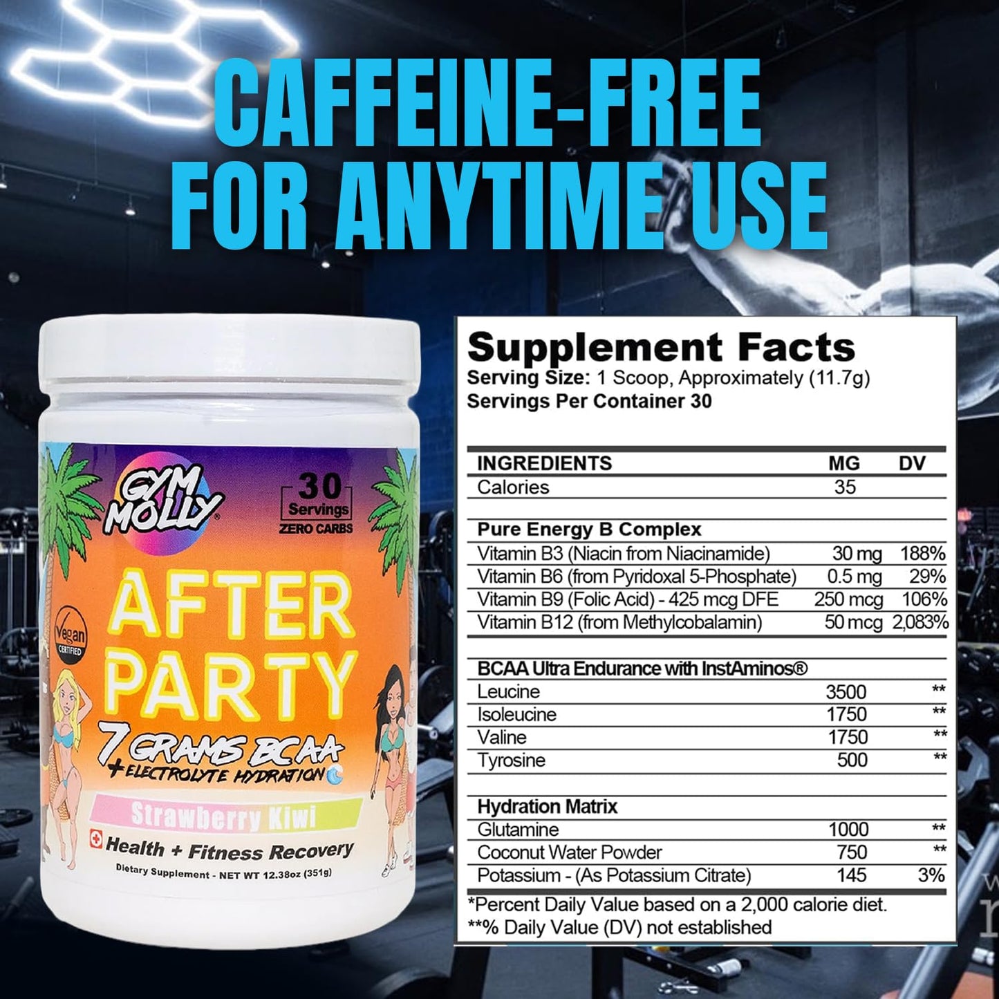 Gym Molly After Party Vegan BCAA Powder, 12.38 Ounce