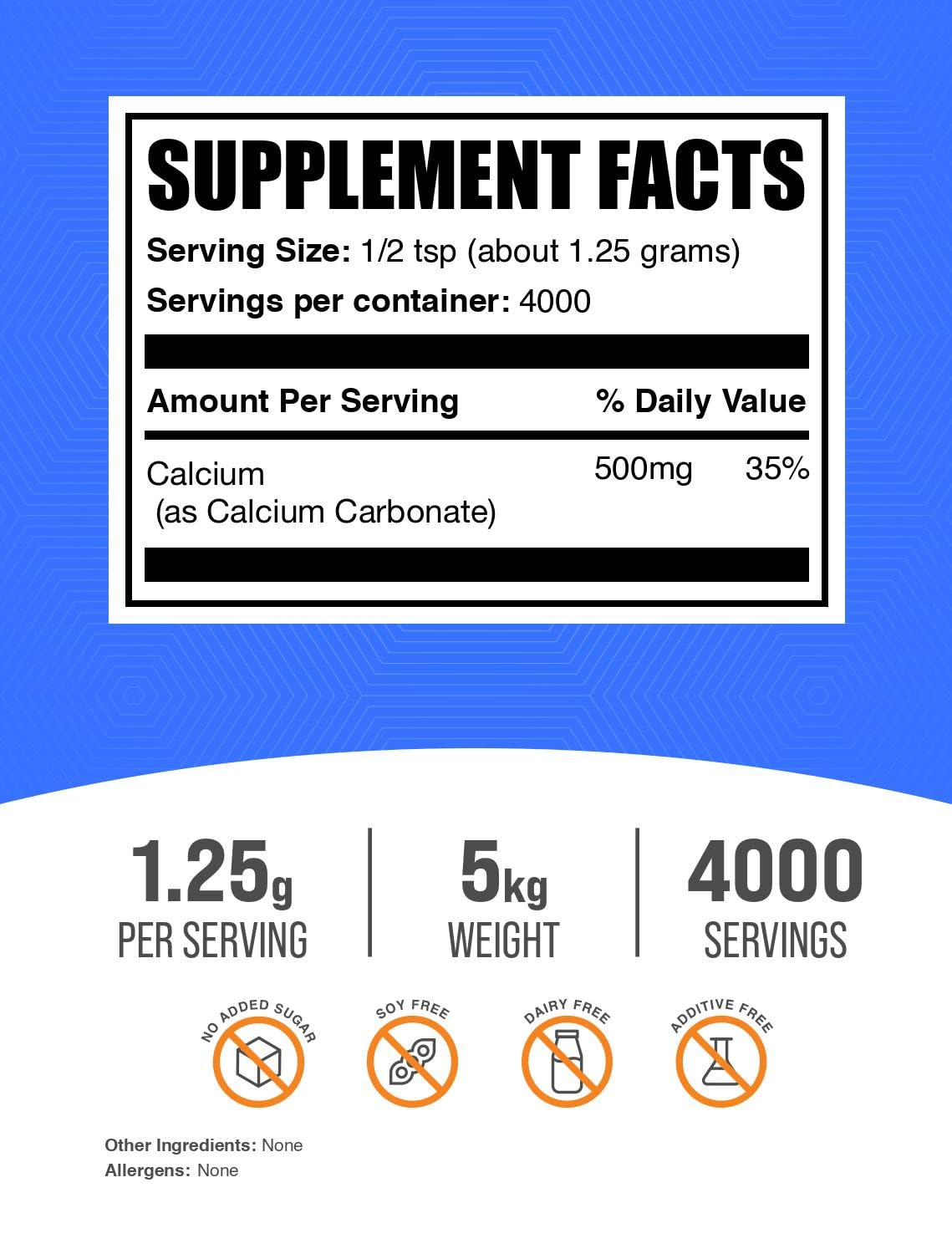 BulkSupplements Calcium Carbonate Powder, 176.19