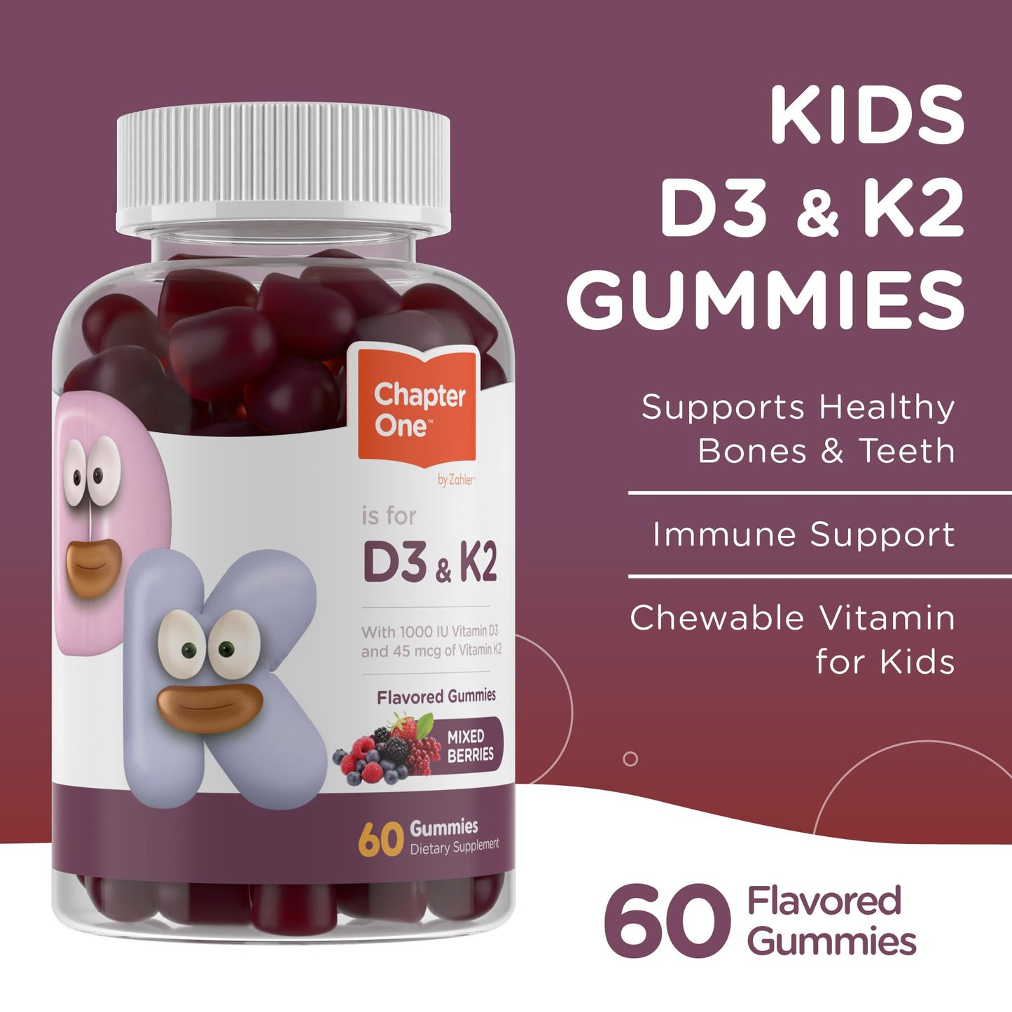 Zahler Chapter One Vitamin D3 & K2 Gummies 60 Count