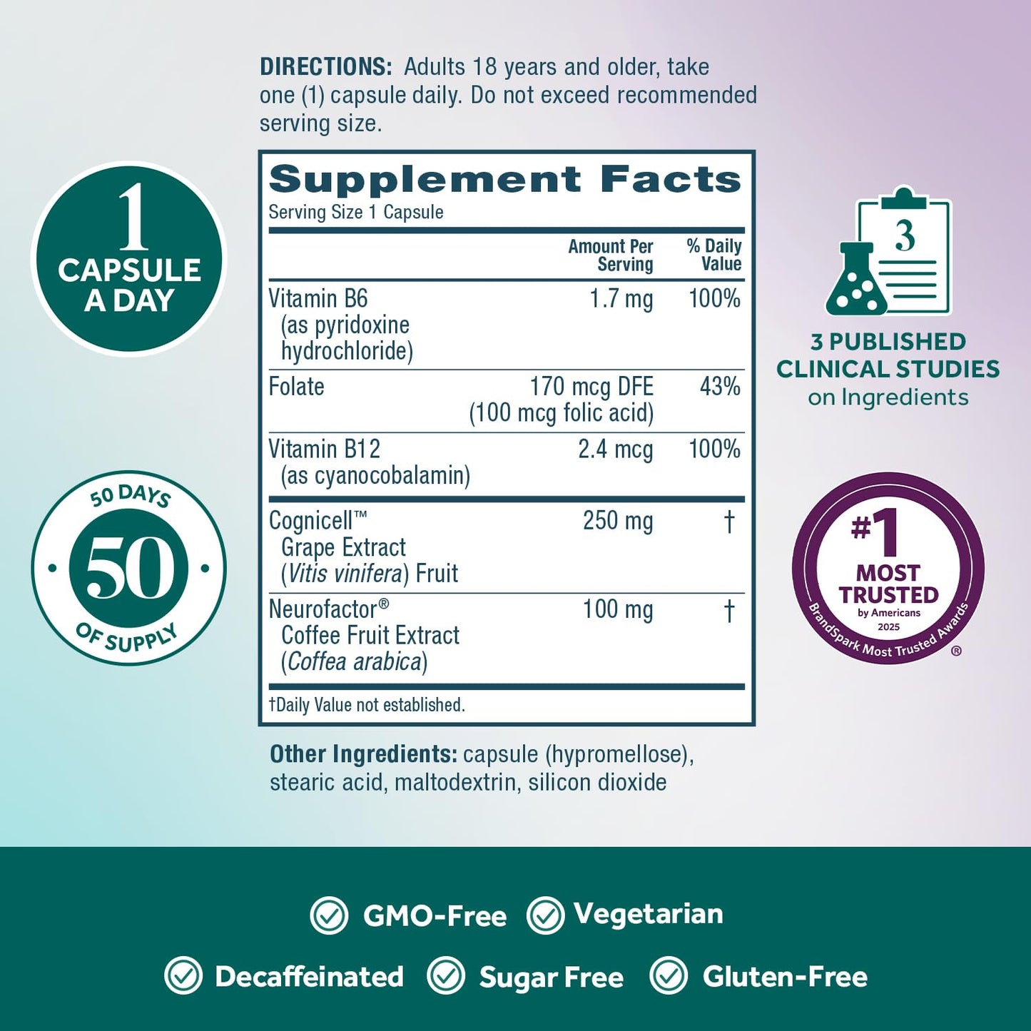 NEURIVA Memory 3D Brain Supplement 100 Capsules
