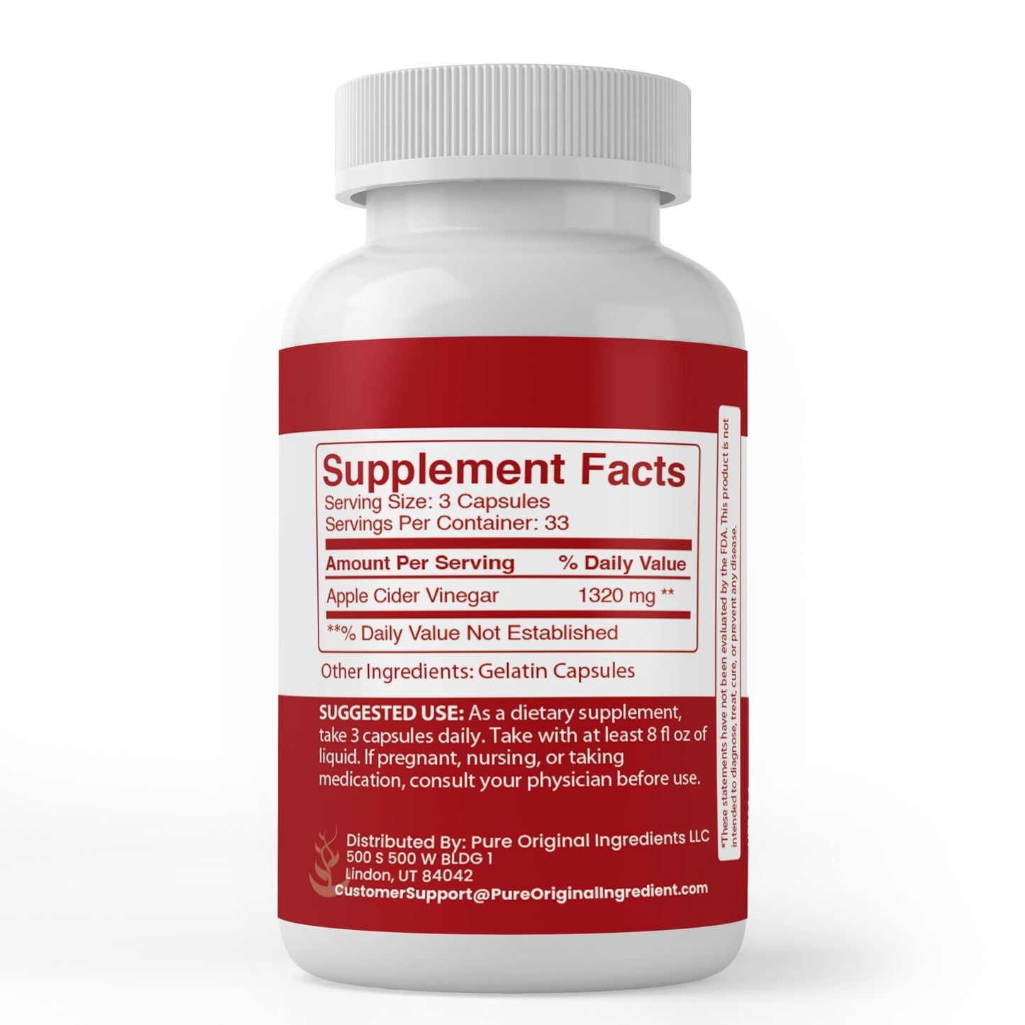 PURE ORIGINAL INGREDIENTS Apple Cider Vinegar Capsules 100