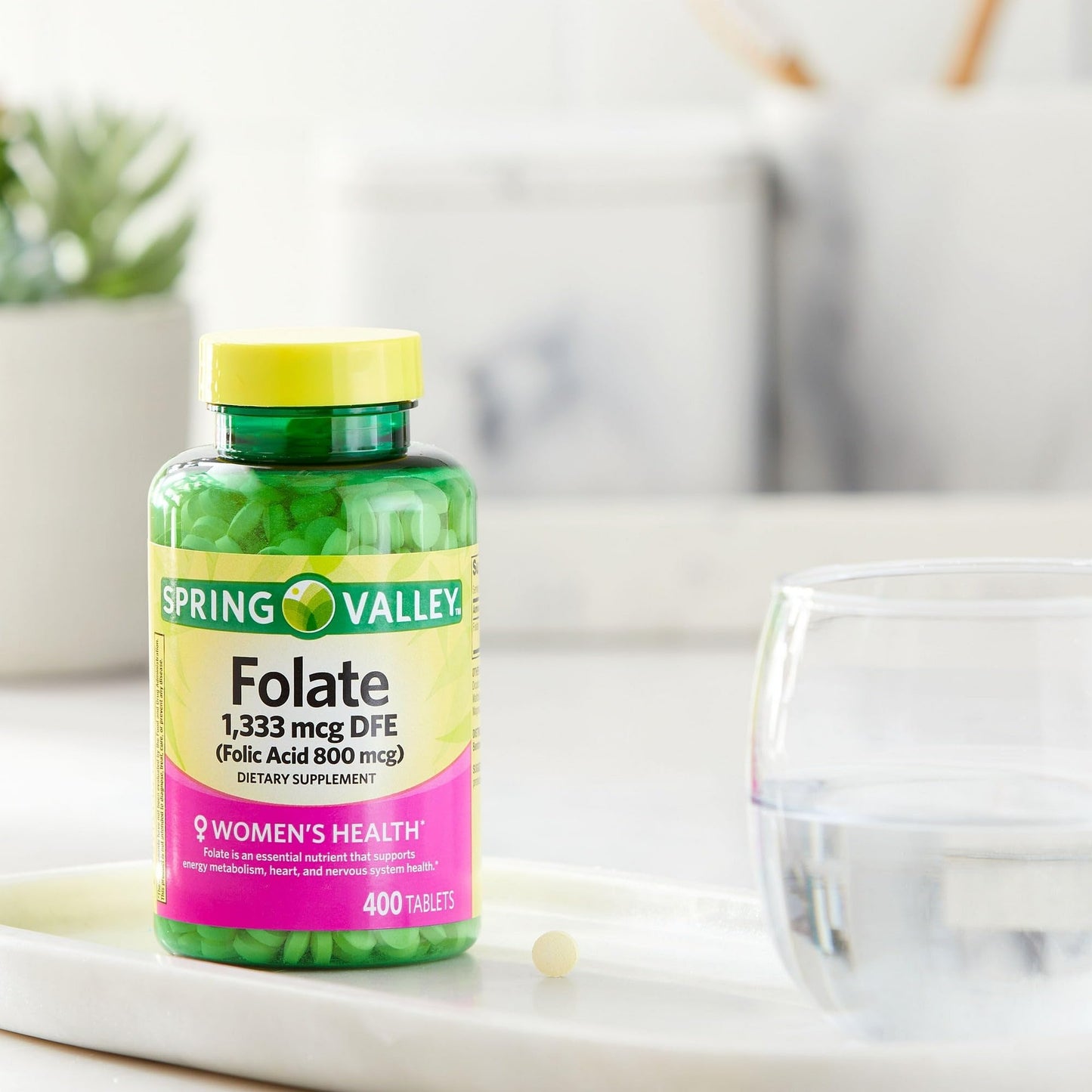 BASKETGOODS Folate Dietary Supplement Tablet, 400 Count
