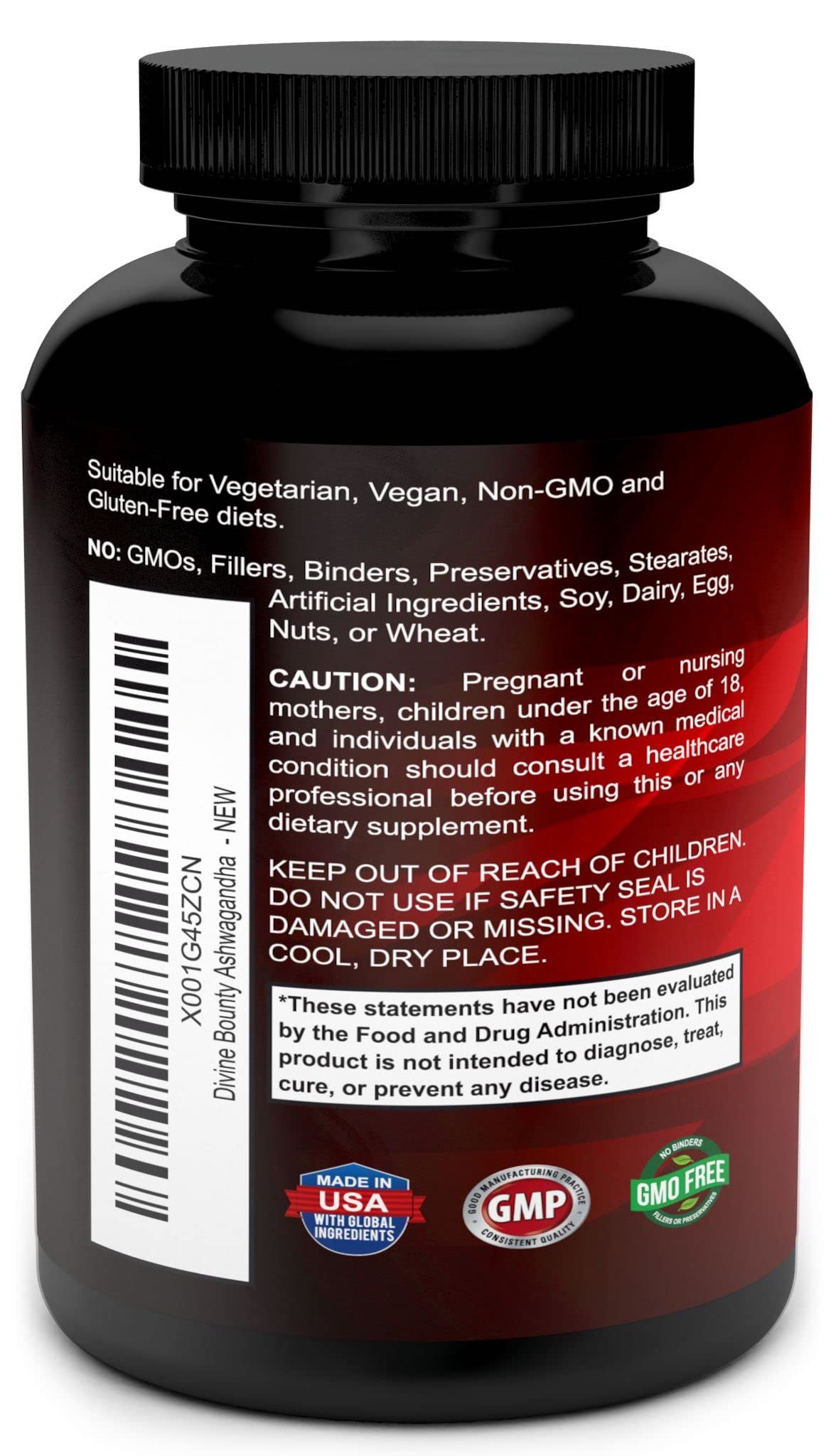 Divine Bounty Ashwagandha Capsules 1200mg & Black Pepper Extract, 90 Capsules