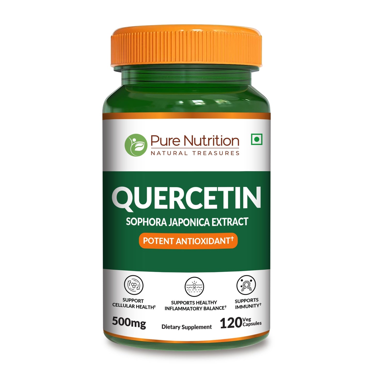 PURE NUTRITION NATURAL TREASURES Quercetin Supplement 500 mg Capsule, 120 Capsules
