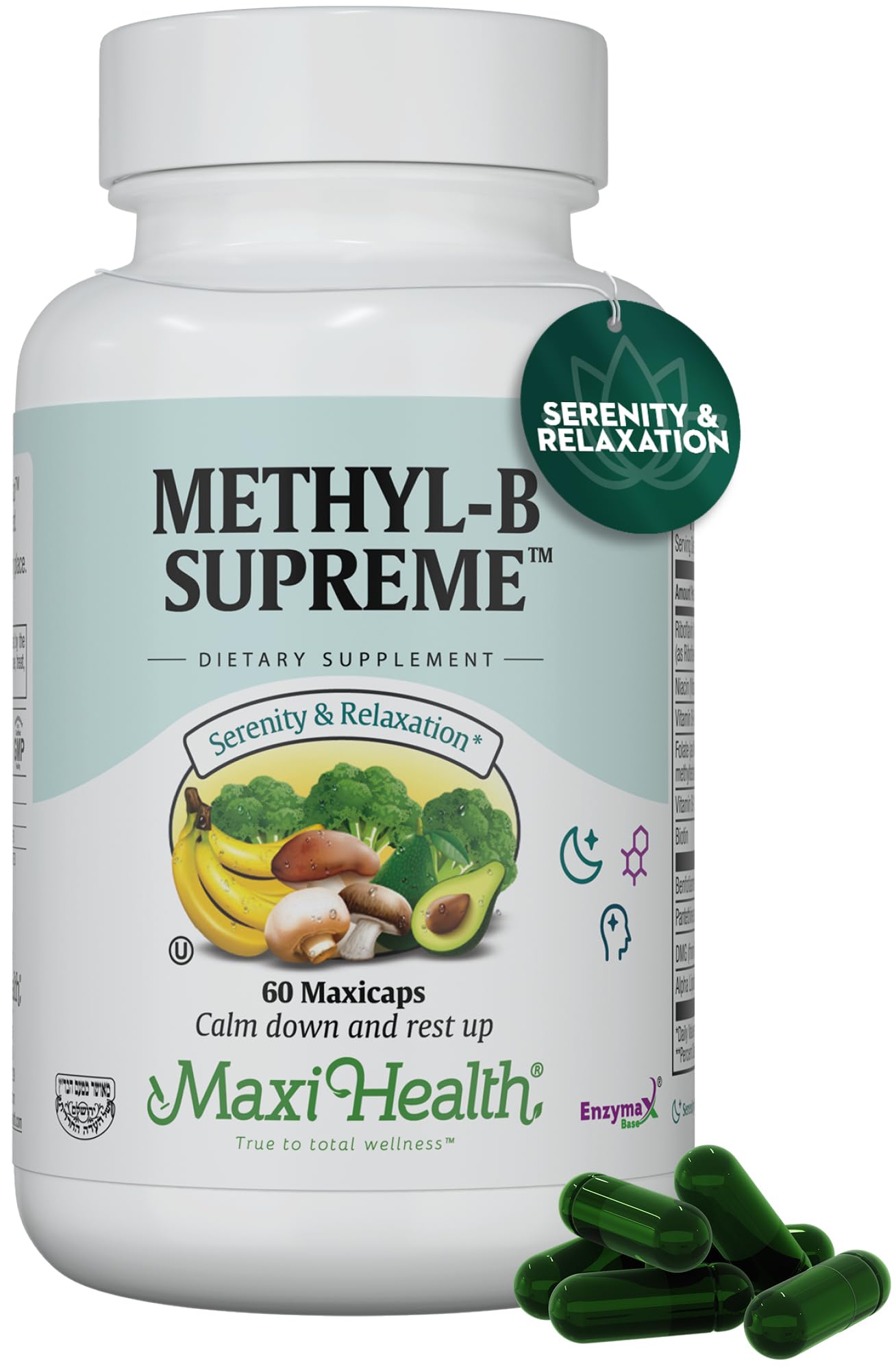 Maxi Health Stress B Complex Vitamins – Methyl-B Supreme with Methylated B12, B6, Folate & Biotin – Calm, Energy & Relaxation Support – 60 Capsules