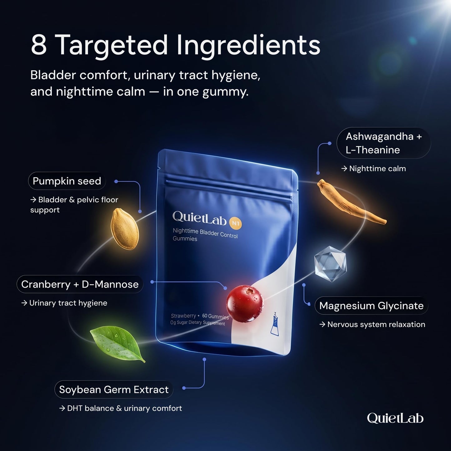 QuietLab N1 Nighttime Bladder Support Gummy 60 Count