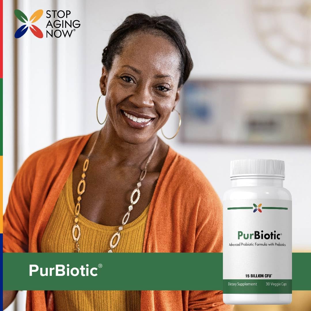 Stop Aging Now Probiotic Capsules Advanced Formula with Prebiotics 15 Billion CFU, 30 Count