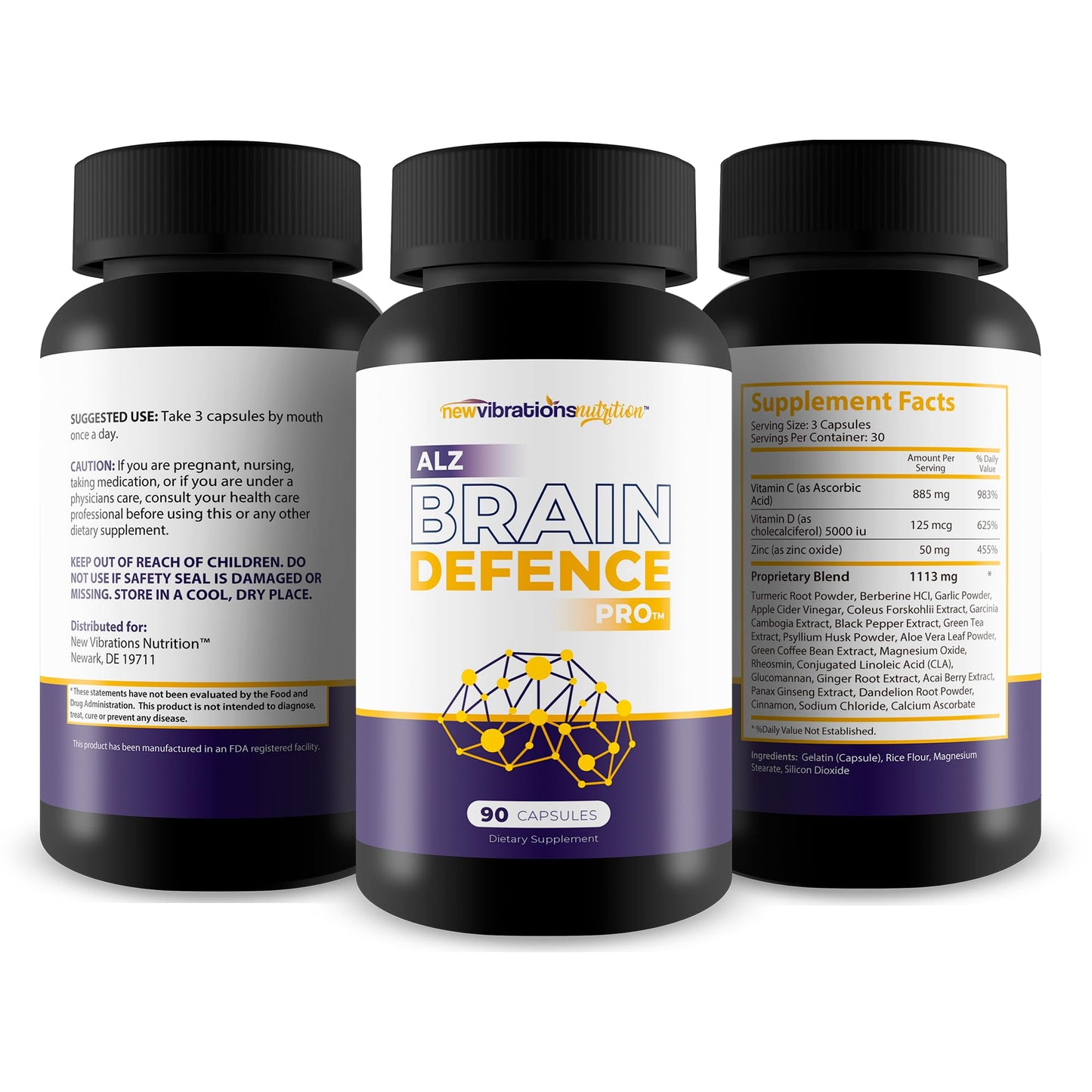 New Vibrations Nutrition ALZ Brain Defence Pro Capsule 90 Count