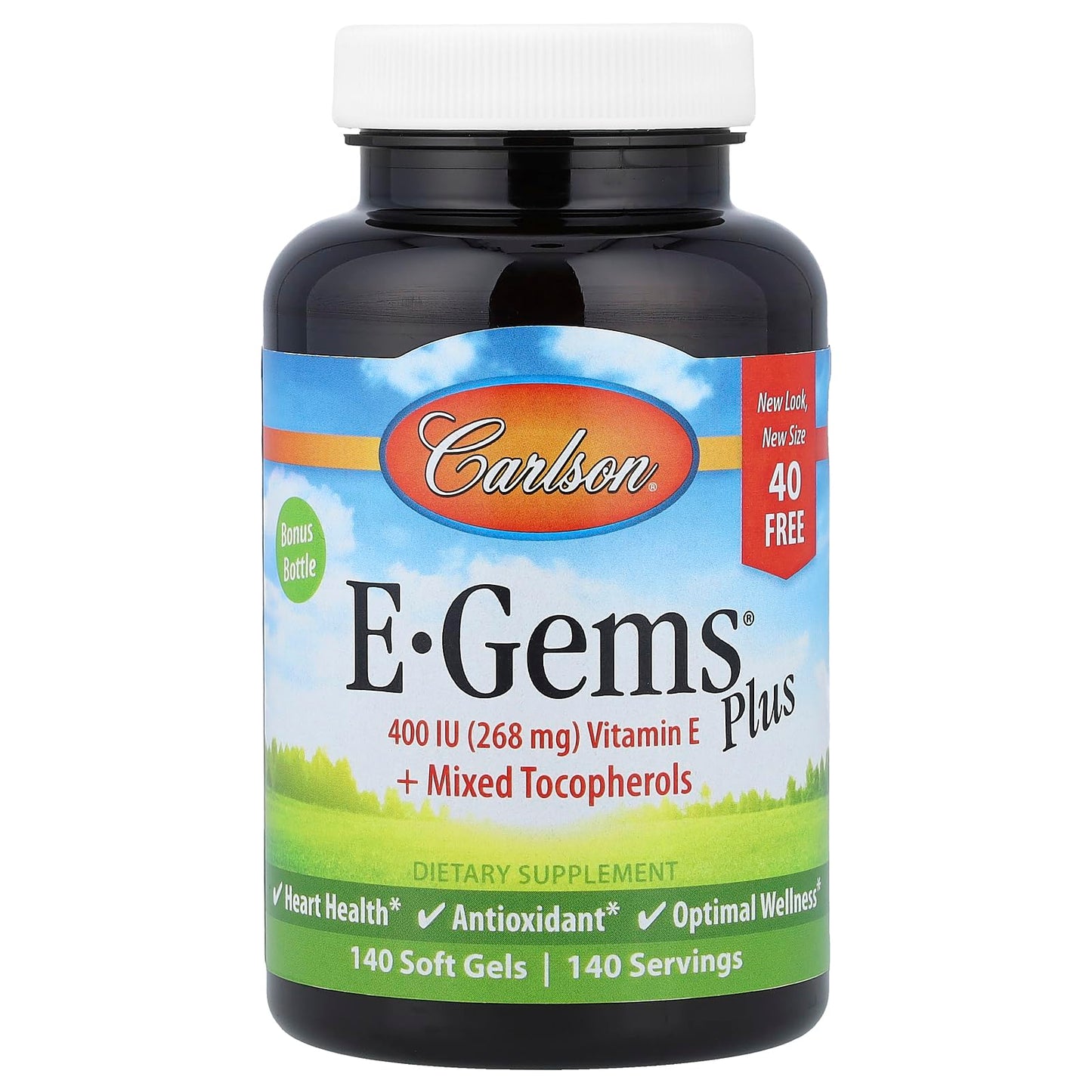 Carlson E-Gems Plus 400 IU Natural-Source Vitamin E Soft Gels, 140 Count
