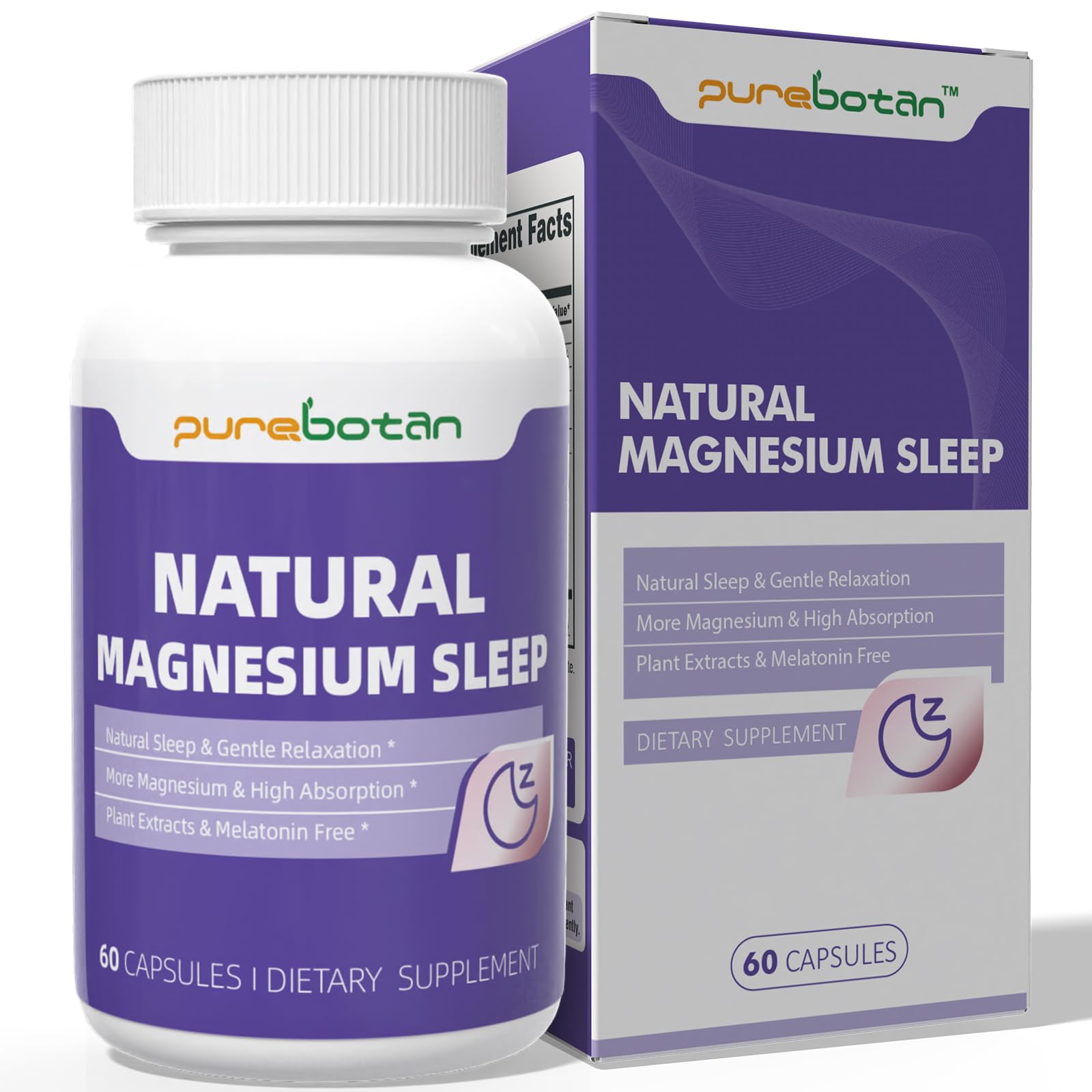 PureBotan EasyMind Magnesium Sleep Aid for Adults Capsule, 60 Count