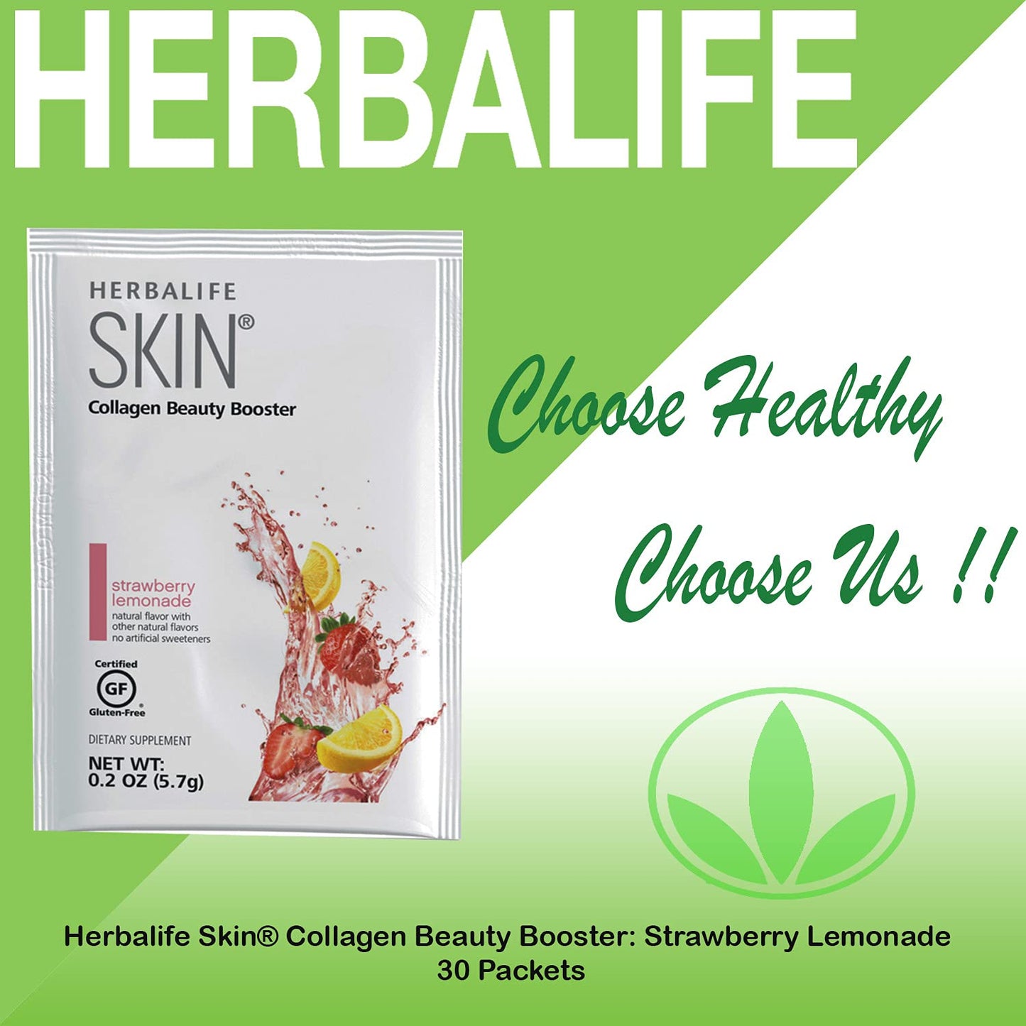 Herbalife Skin Strawberry Lemonade Collagen Beauty Booster Powder 6-Count