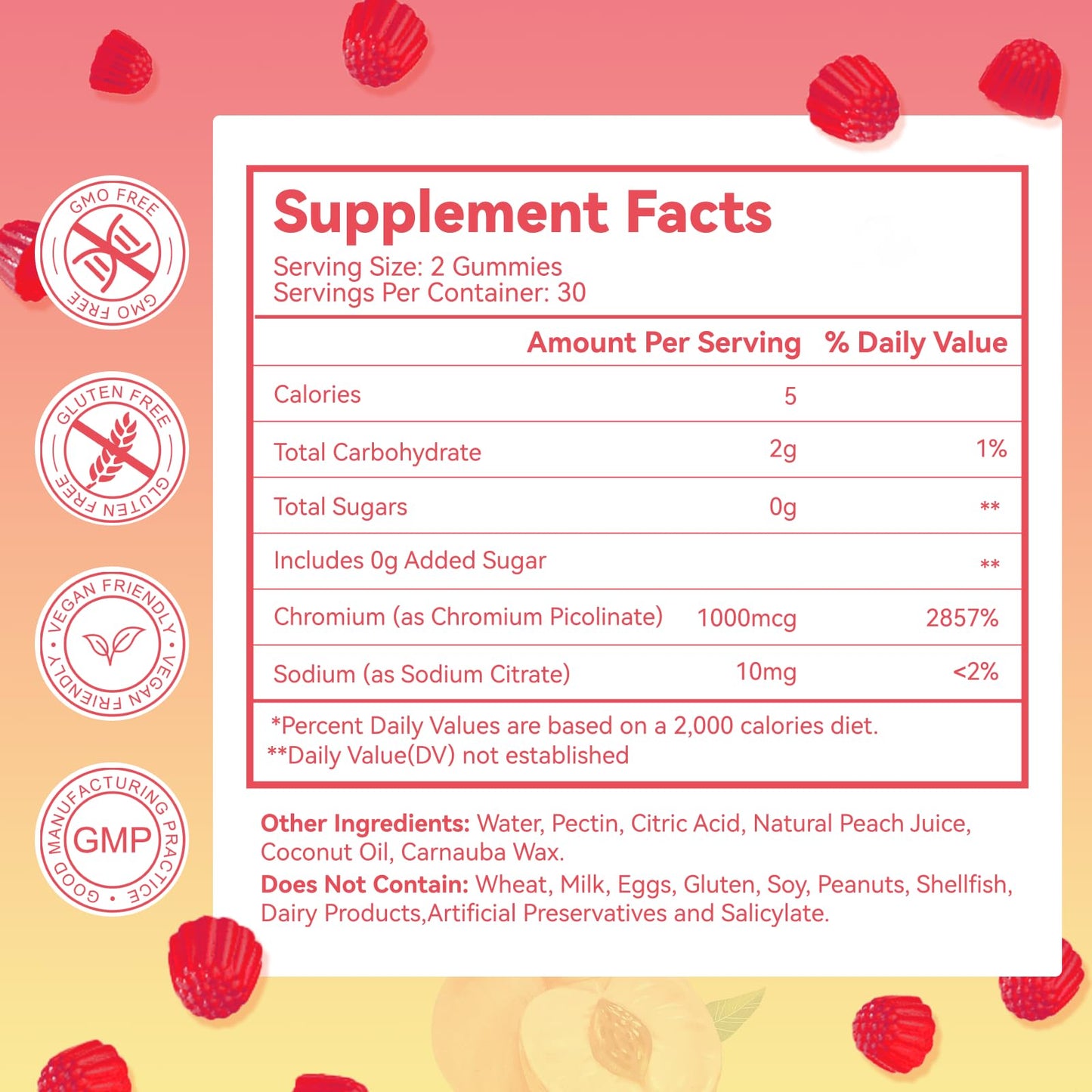 Agumoon Chromium Picolinate Gummy 1000 mcg, 60 Gummies