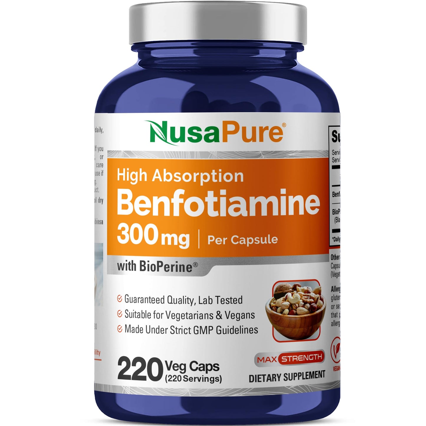 NusaPure Benfotiamine 300mg Capsules 220 Count