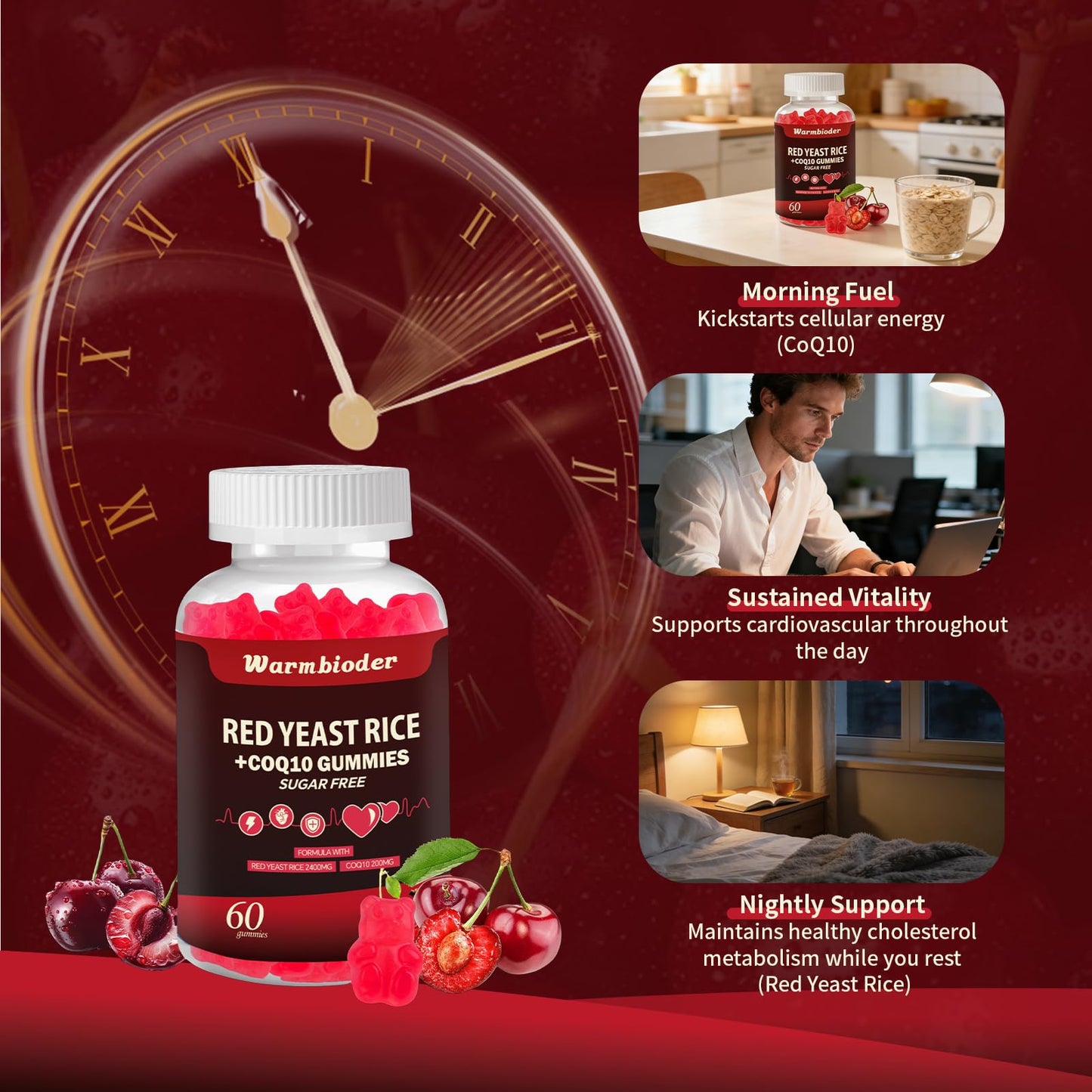 Warmbioder Red Yeast Rice with CoQ10 Gummies, 60 Count