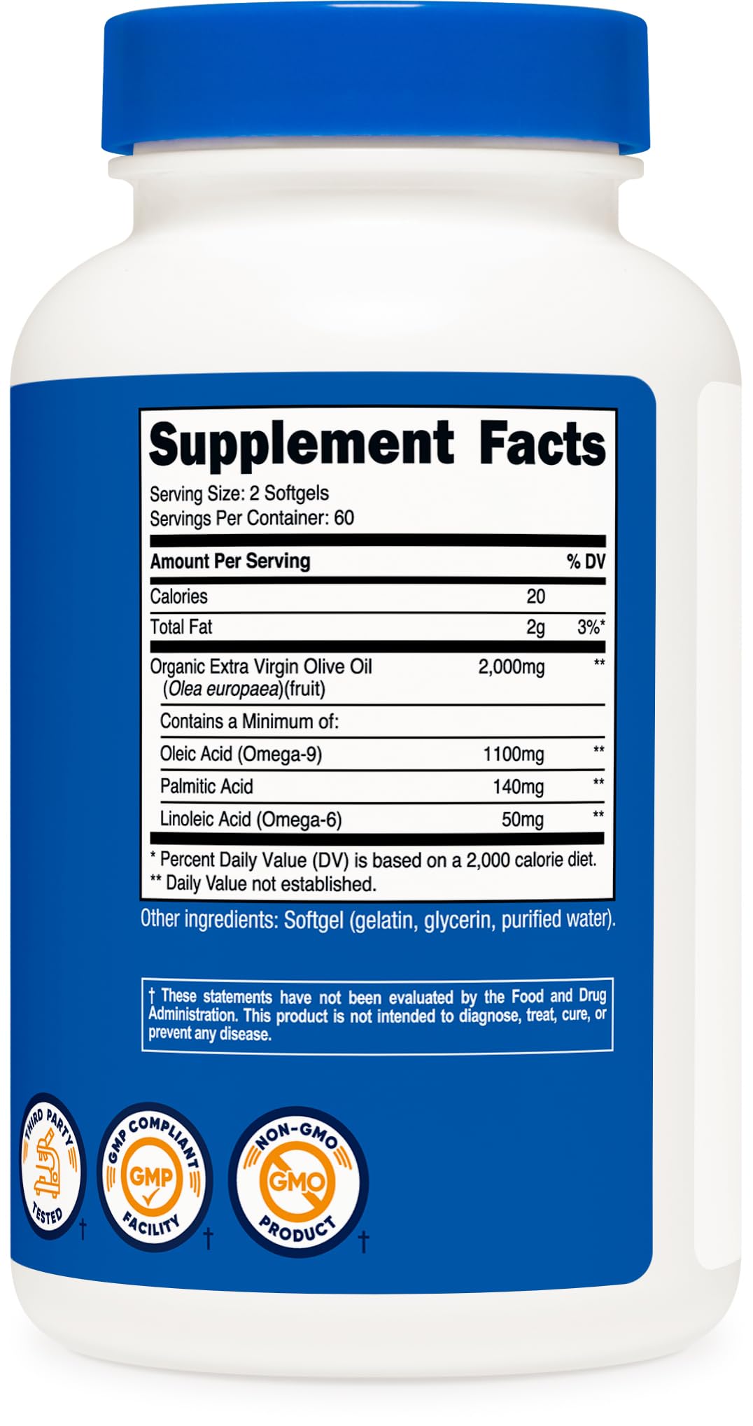 Nutricost Extra Virgin Olive Oil Supplement (2,000mg) Softgels, 120 Count