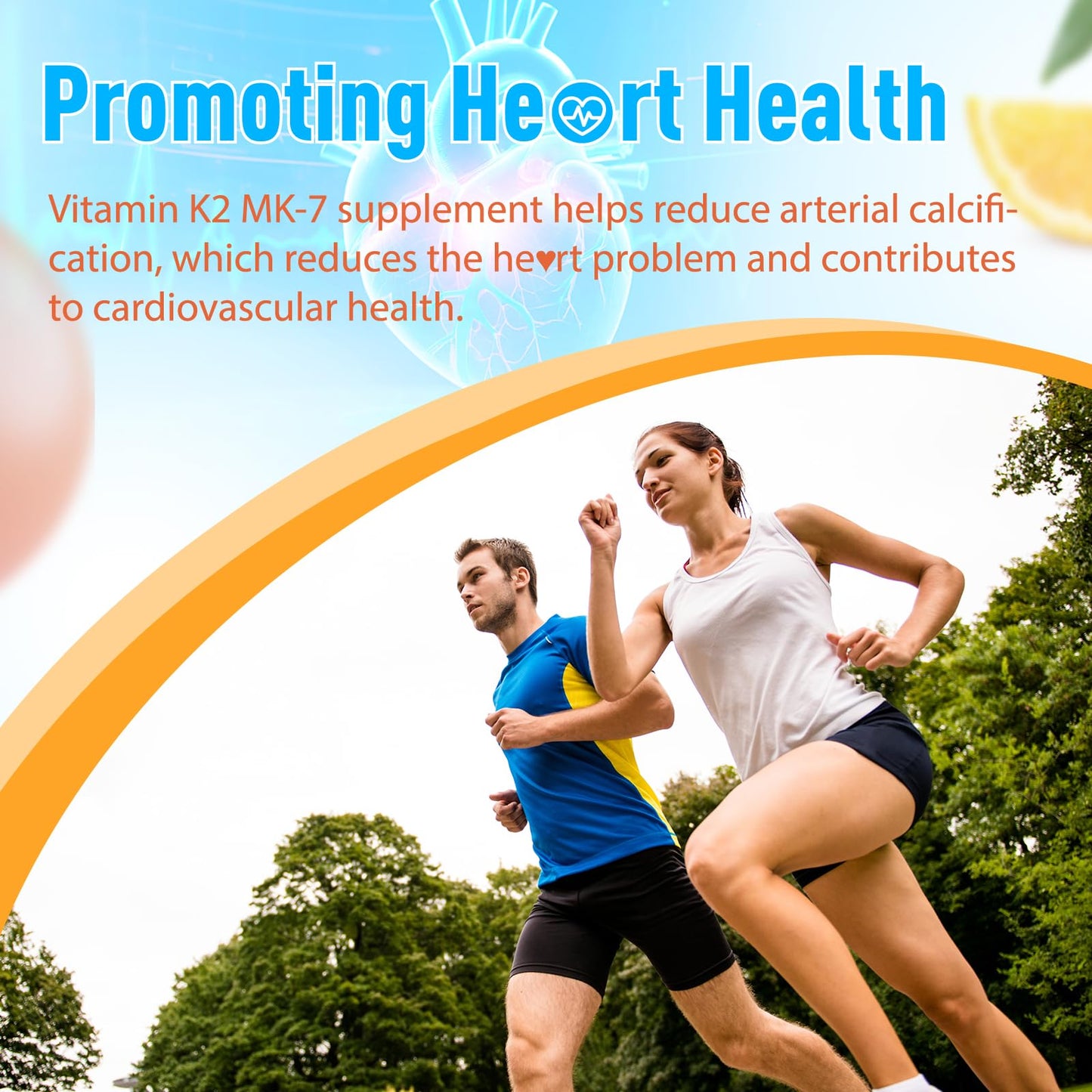 Joywiit Vitamin K2 MK-7 Gummies 100mcg, Extra Strength K2 Vitamin Supplement for Heart & Bone Support, Non-GMO, Vegan, 60 Gummies