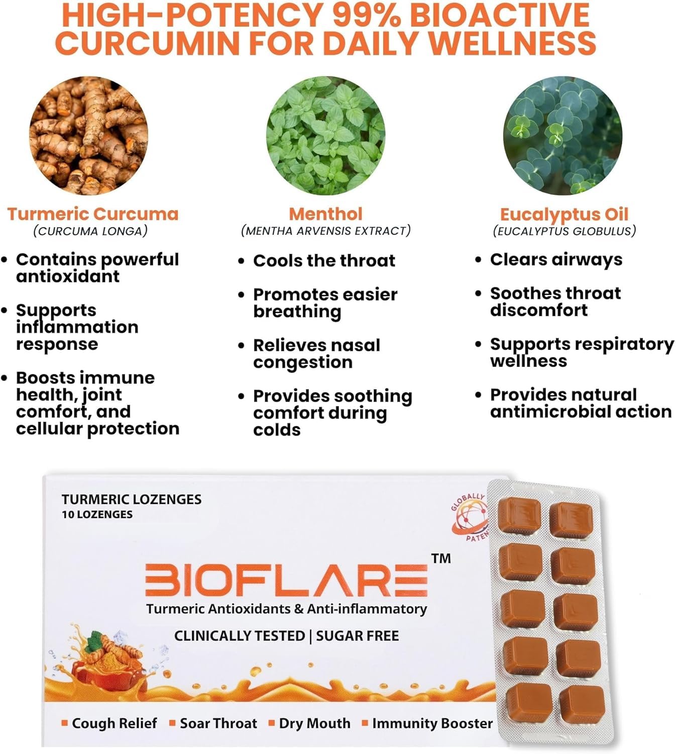 BIOFLARE Turmeric Lozenges, 60 Count