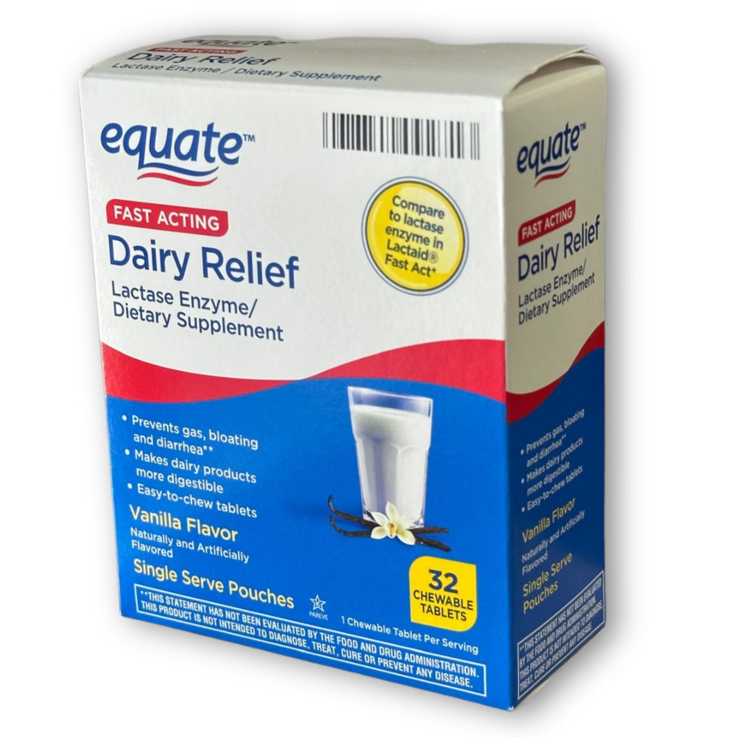 FUSION SHOP STORE Dairy Pills for Lactose Intolerance - Fast Acting Relief Vanilla Flavor 32 Tablets