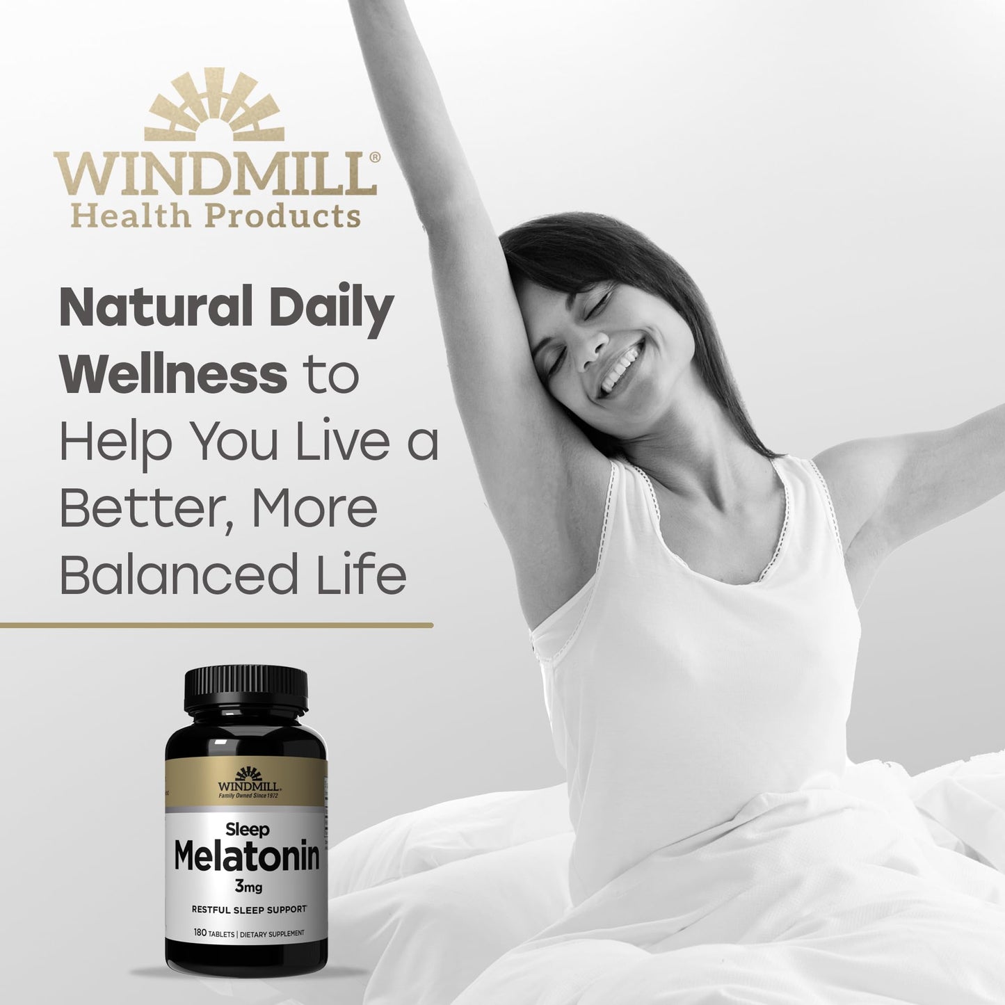 Windmill Melatonin 3mg Tablets, 180 Count
