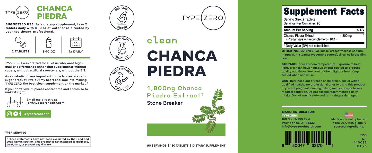 Type Zero Chanca Piedra Tablet 180