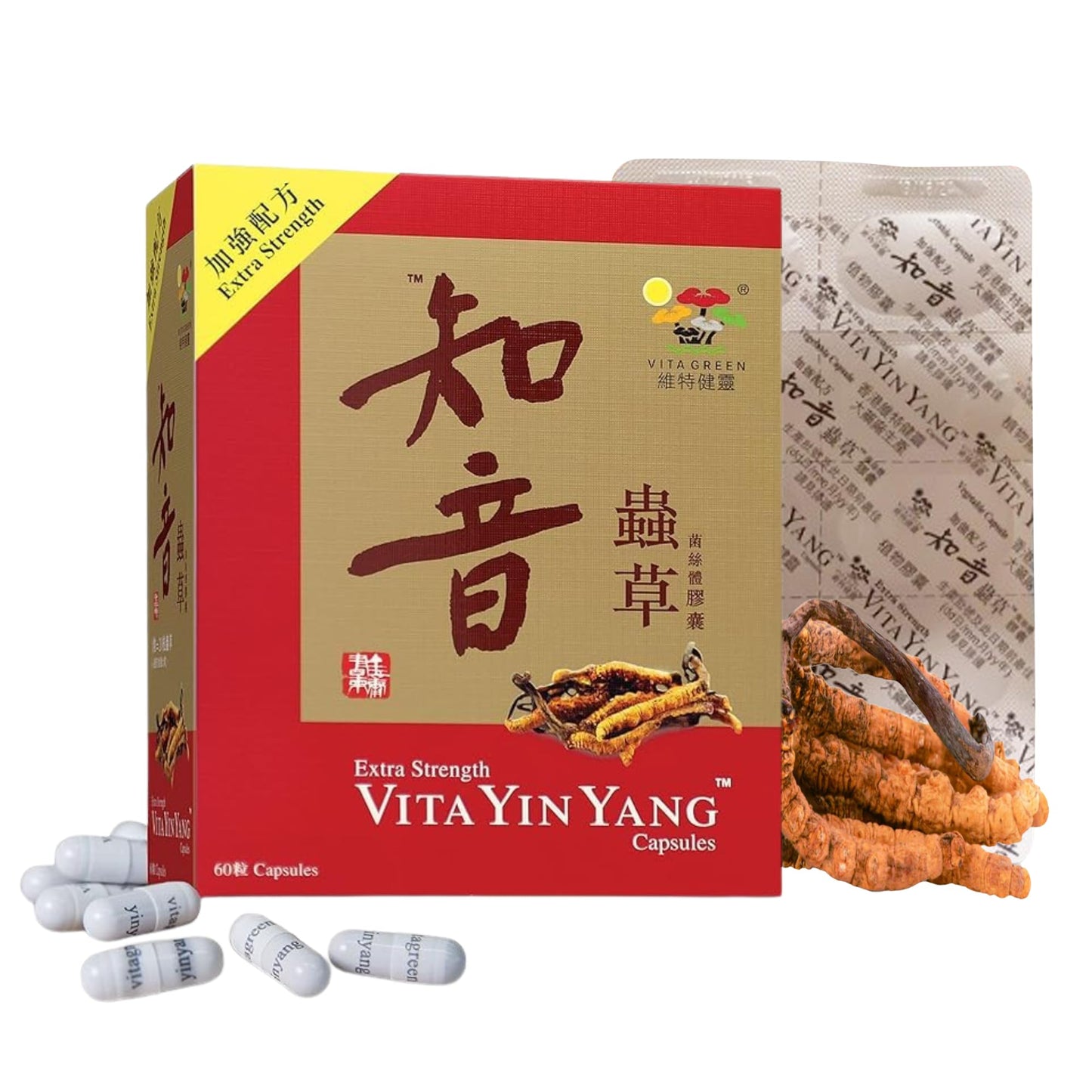 Vita Green Yin Yang Cordyceps Mycelium - Energy Support, 60 Capsules