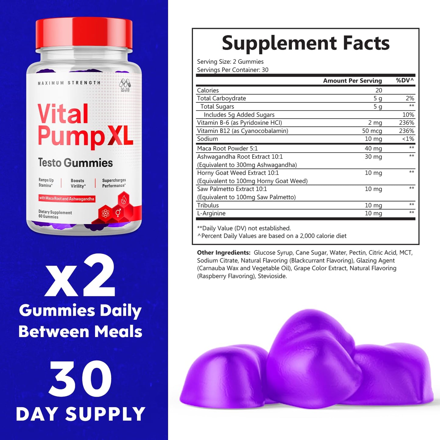 MJO Vital Pump XL Gummies 60 Count