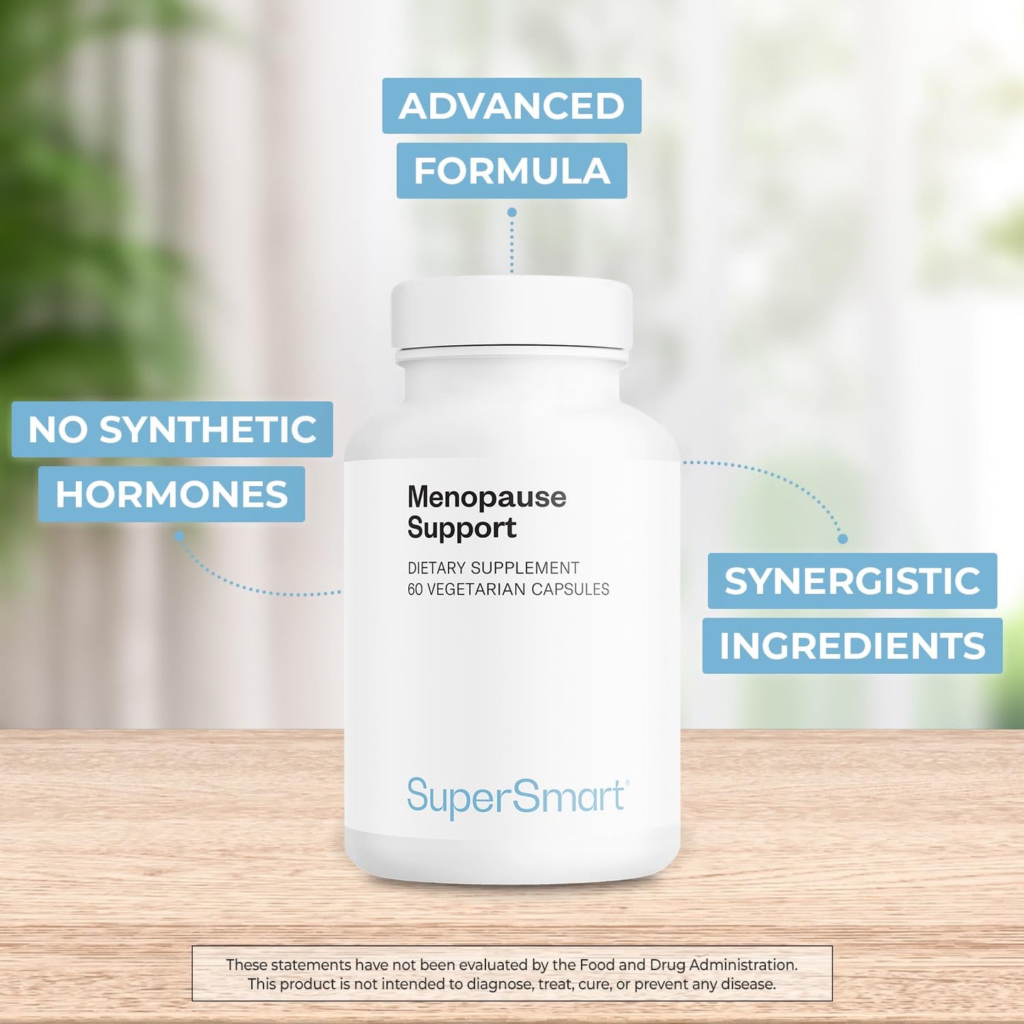 Supersmart Menopause Support (Advanced Formula) - with Black Cohosh, FenuSmart Fenugreek, Magnesium, Vitamin D3 & B6 - Menopause Supplement for Women | Non-GMO & Gluten-Free, 60 Capsules