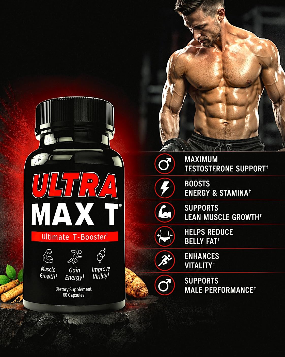 Andro400 Ultra Max T Maximum Strength T-Support Complex – 200:1 Tongkat Ali, ForsLean, & D-Aspartic Acid – Premium Formula for Lean Muscle & Metabolism – 120 Capsules