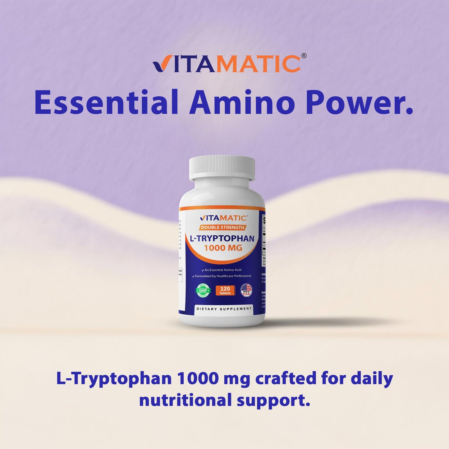 Vitamatic L-Tryptophan 1000mg Tablets, 120 Count