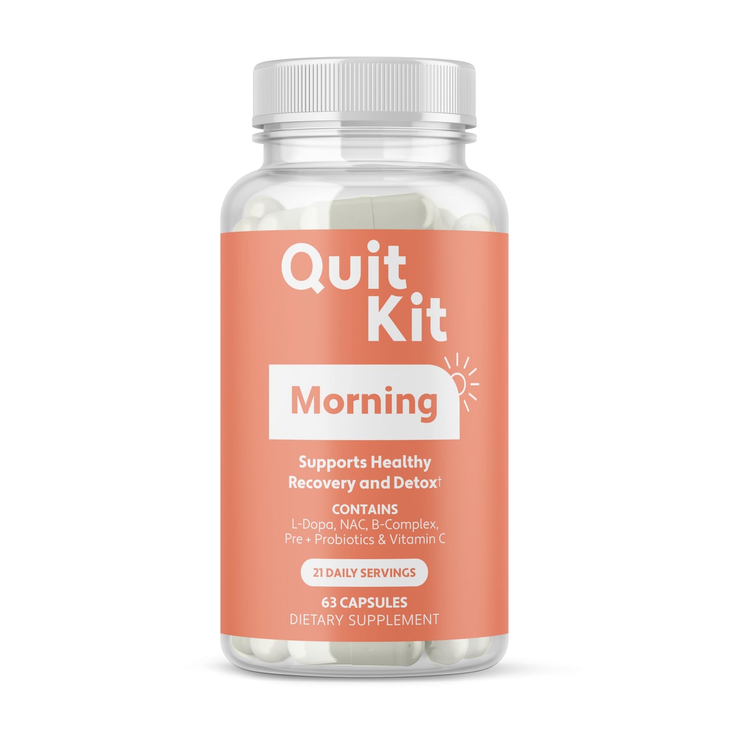 Quit Kit Morning Recovery - Energy & Focus Support, L-Dopa, NAC, B-Complex Capsule, 63 Count