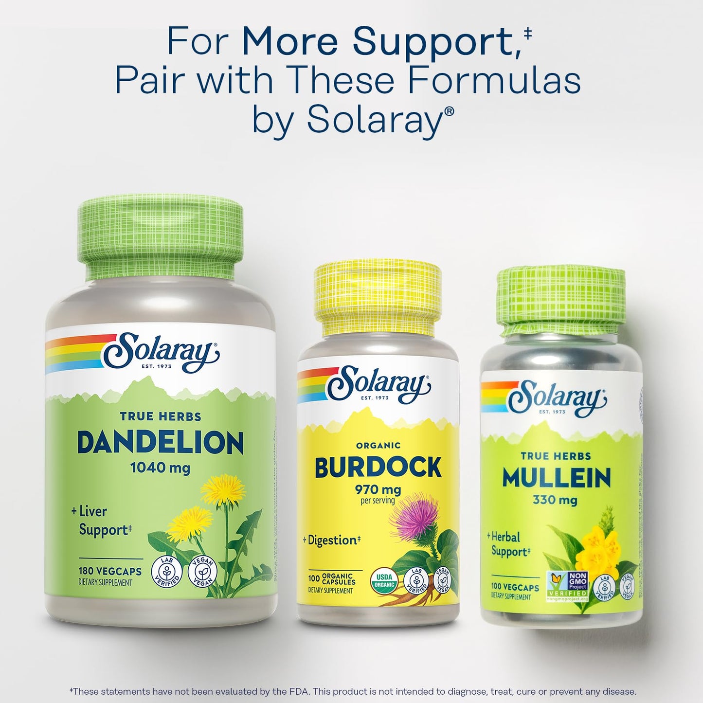 Solaray Organic Burdock Root 970 mg Veg Caps 100 Count
