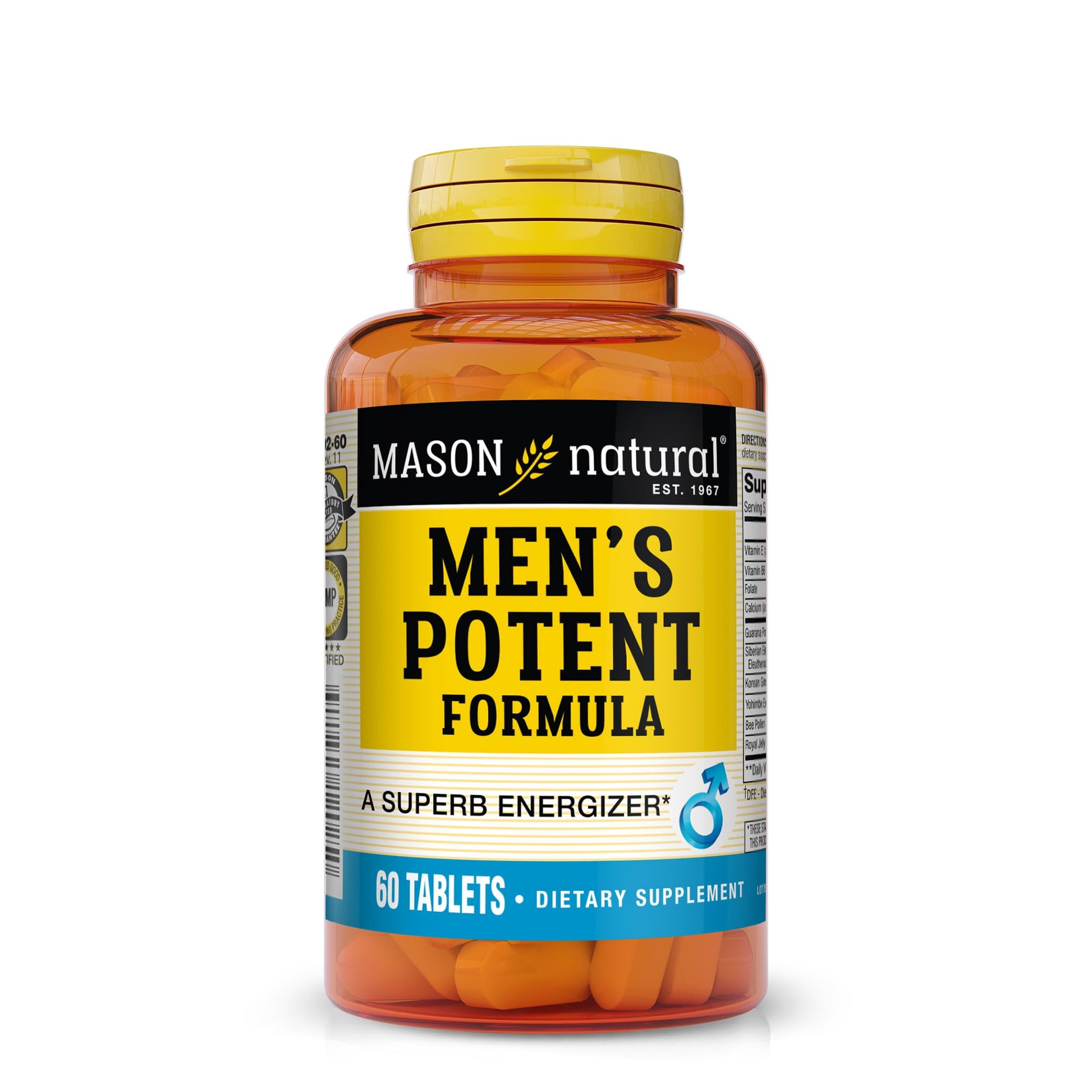 Mason Natural Men's Potent Formula, Energy, Stamina & Endurance Support, Herbal Performance Supplement for Men, 60 Tablets