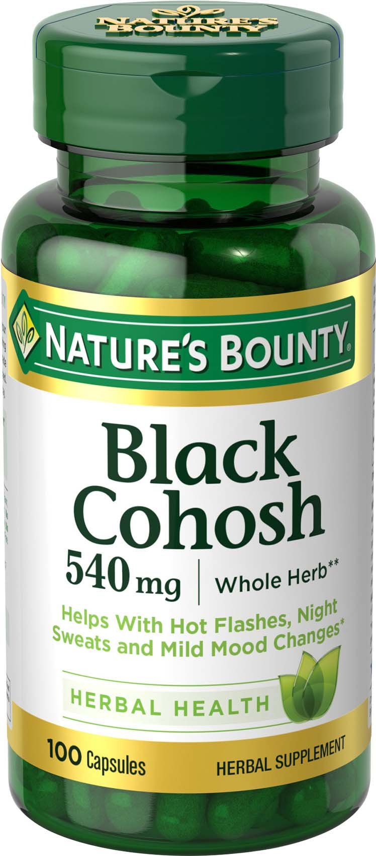 Nature's Bounty Black Cohosh Root Pills and Herbal Health Supplement Capsules, 540 mg, 100 Capsules