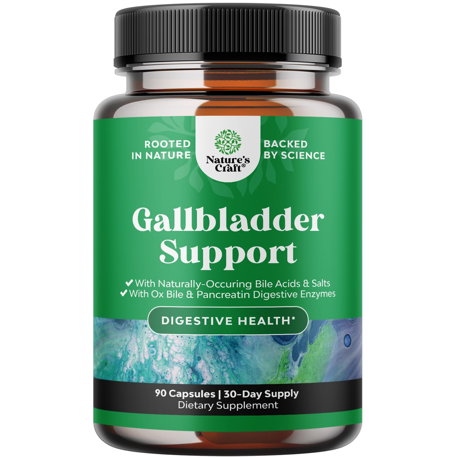Natures Craft Gallbladder Support Digestive Enzymes with Ox Bile Capsules 90 Count
