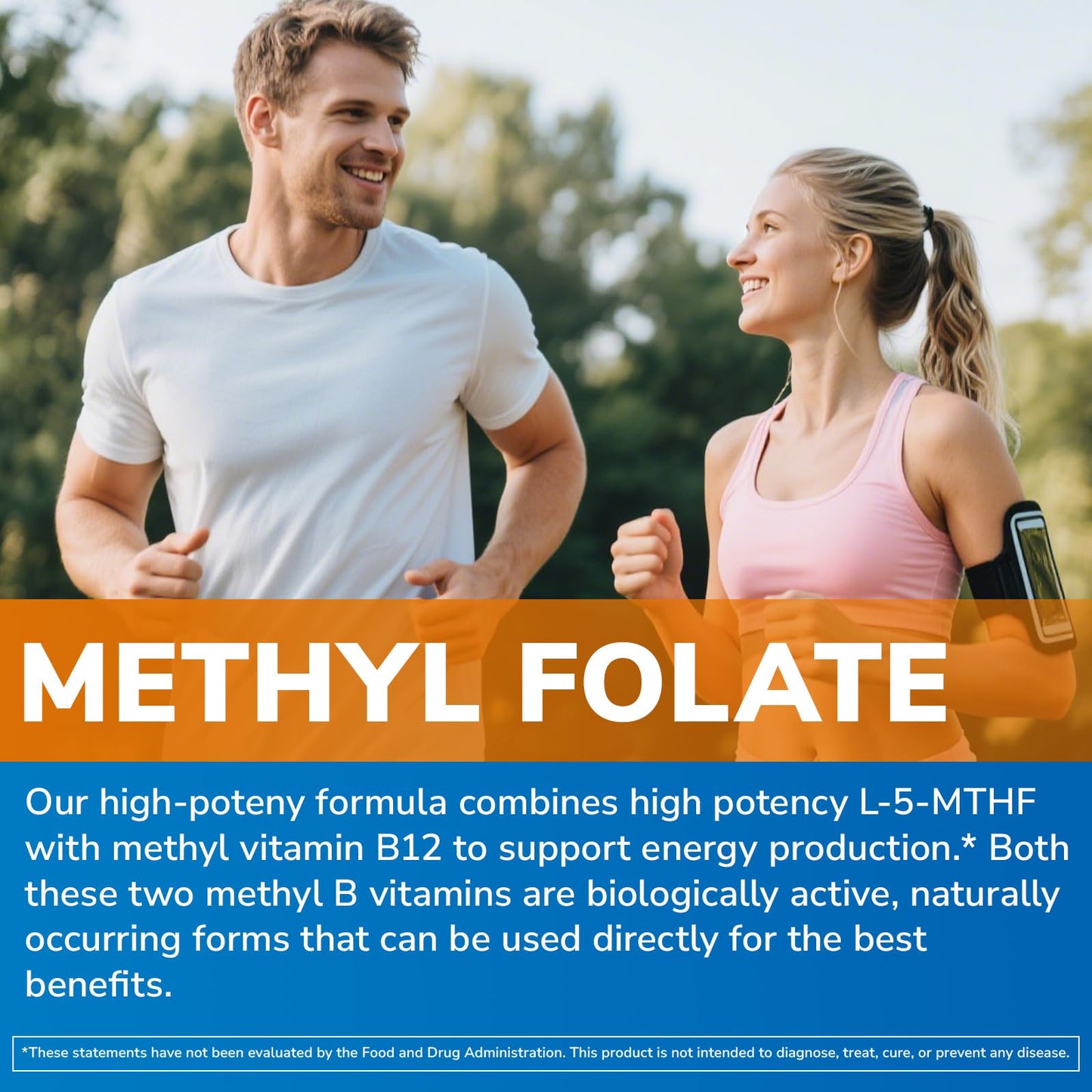 Vitalibre Methyl Folate 1000 mcg, L-5-MTHF with Methylcobalamin B12, Heart & Blood Health, Healthy Nervous System, Energy Support, Vegan, Bioactive Form, Best Absorption, 90 Capsules