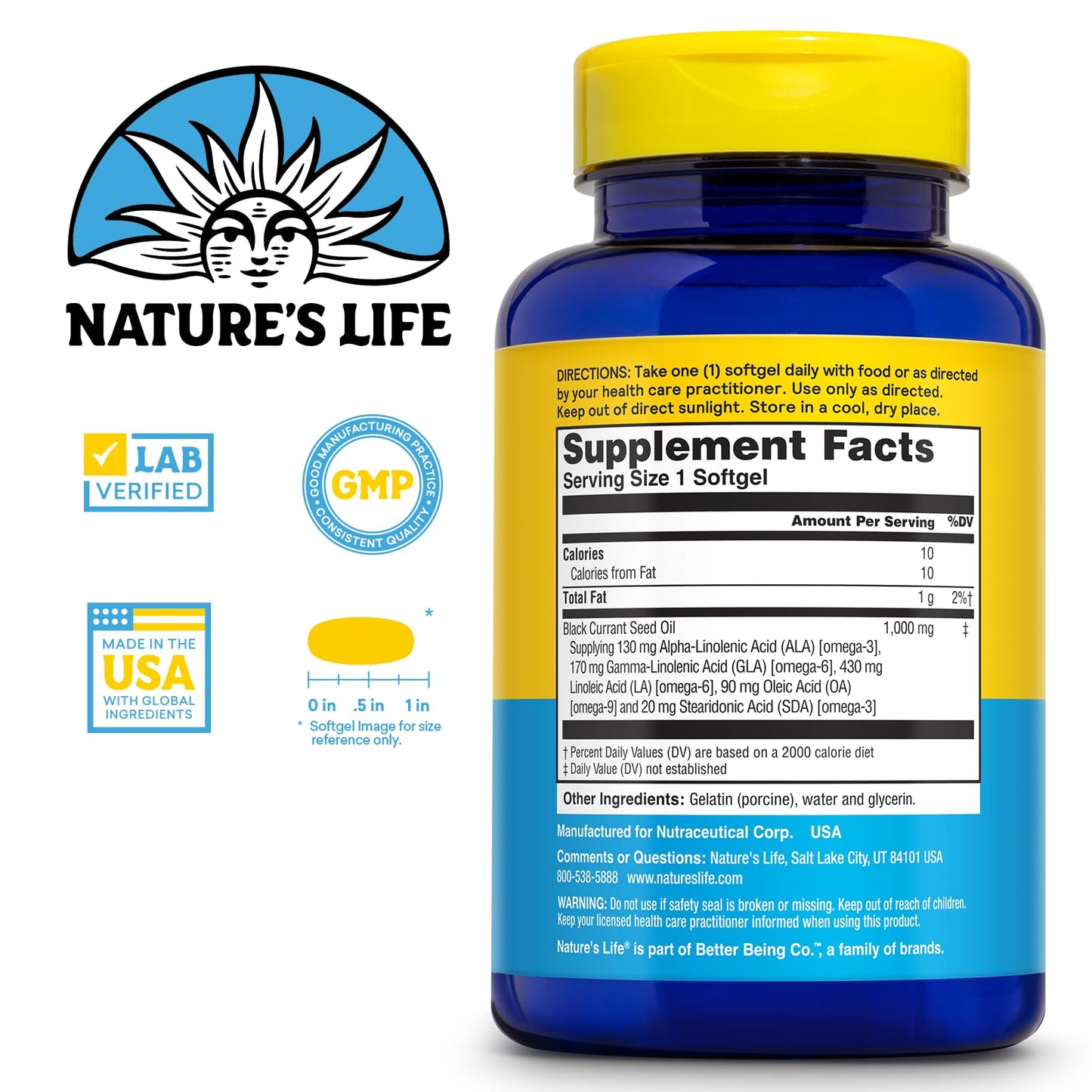 Health From The Sun Black Currant Seed Oil 1000mg Capsule, 60 Count
